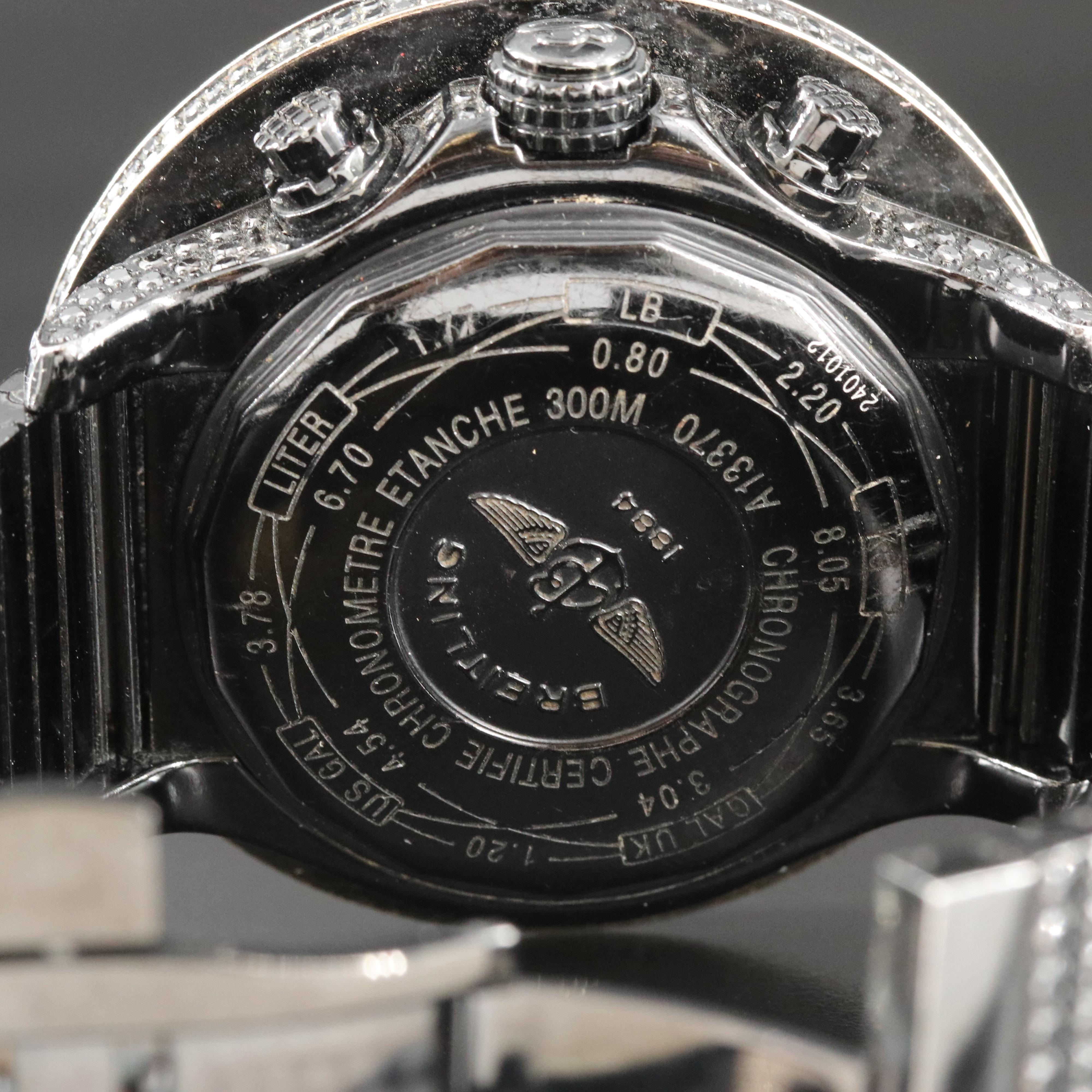 Breitling Super Avenger Custom 43.37 CTW Fancy Black Diamond PVD Watch