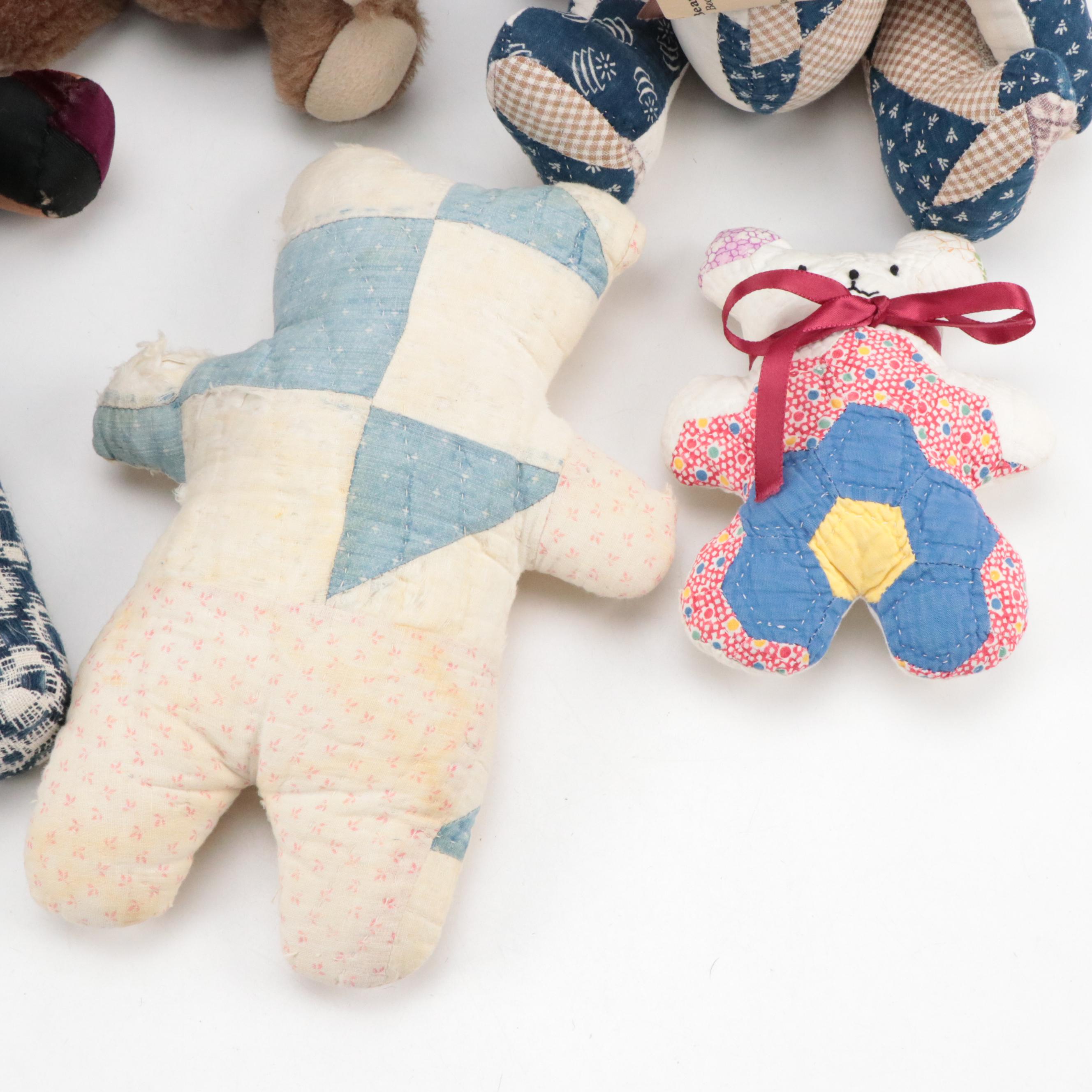 Little Brown Bear with Other Stitched and Stuffed Bears, Vintage