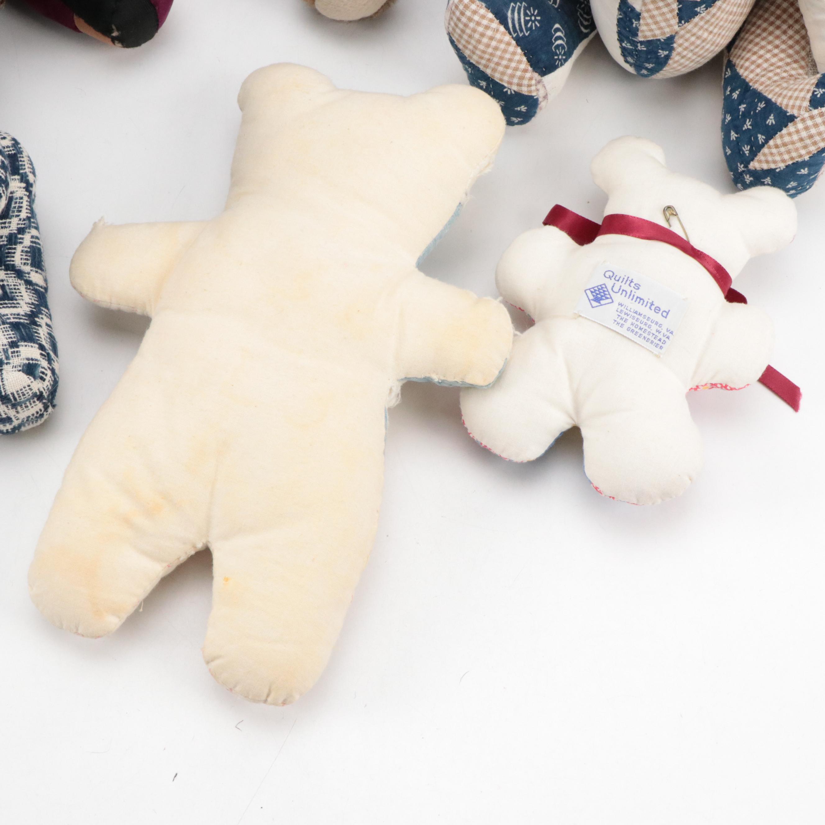 Little Brown Bear with Other Stitched and Stuffed Bears, Vintage