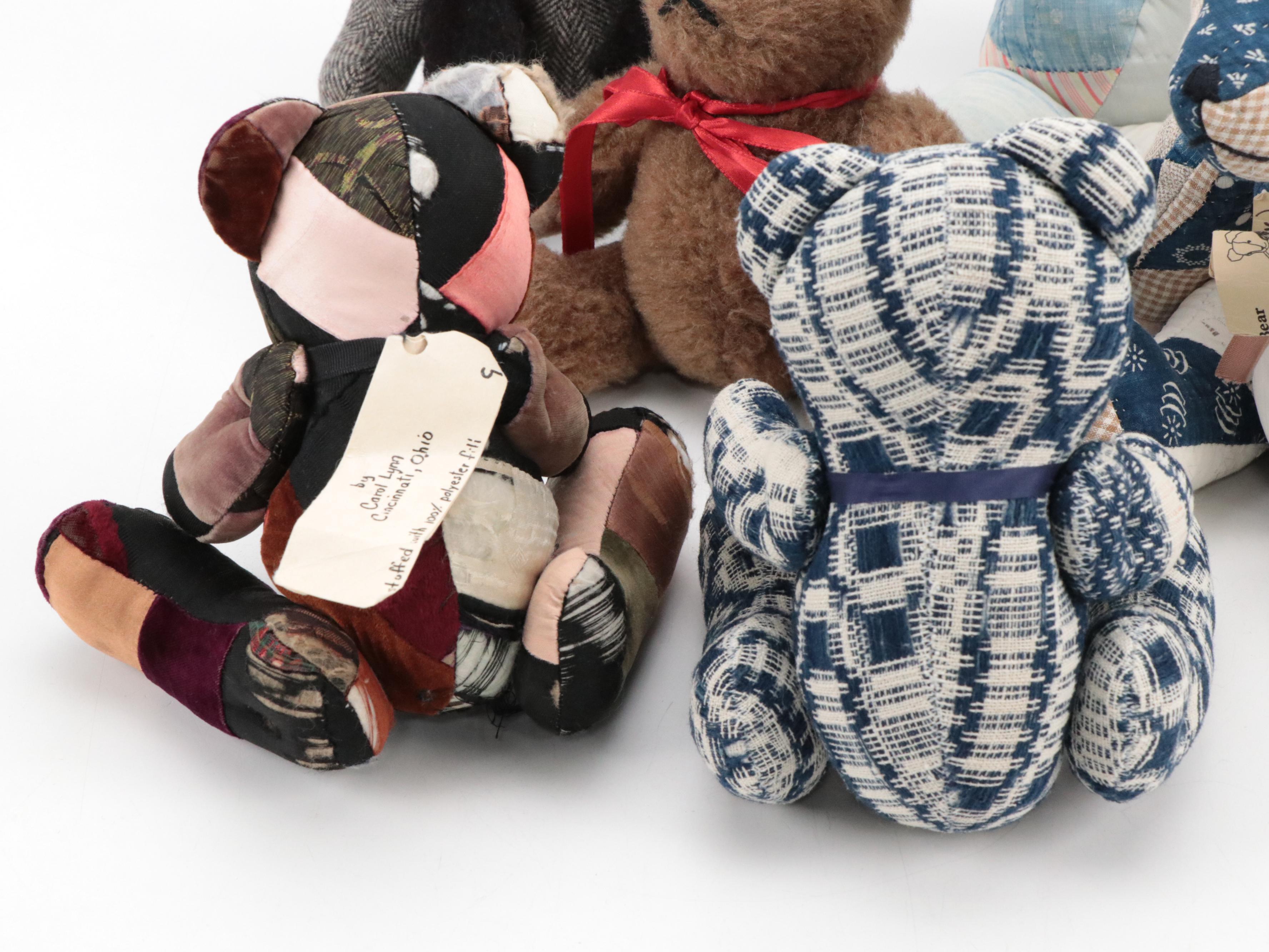 Little Brown Bear with Other Stitched and Stuffed Bears, Vintage