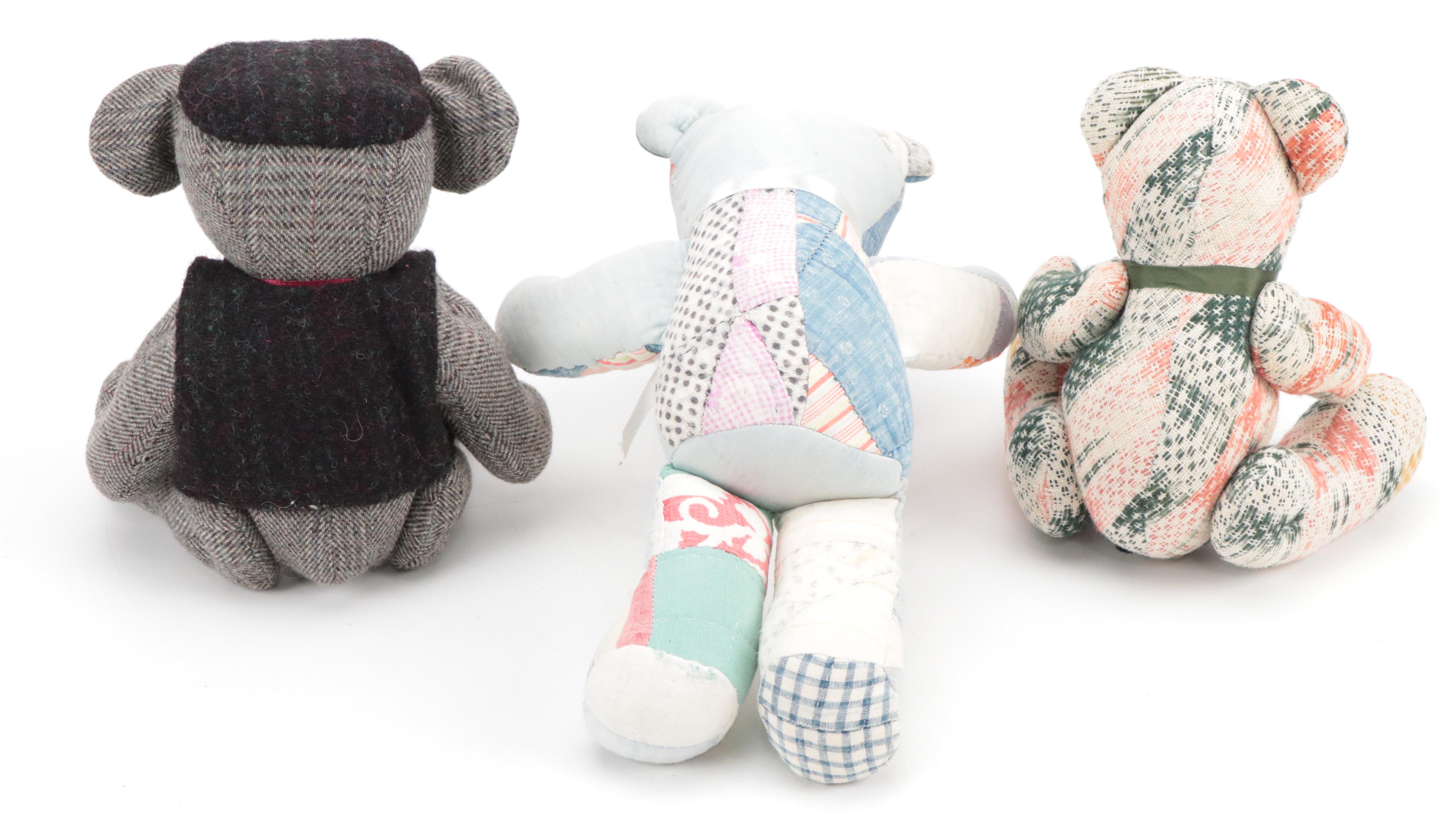 Little Brown Bear with Other Stitched and Stuffed Bears, Vintage