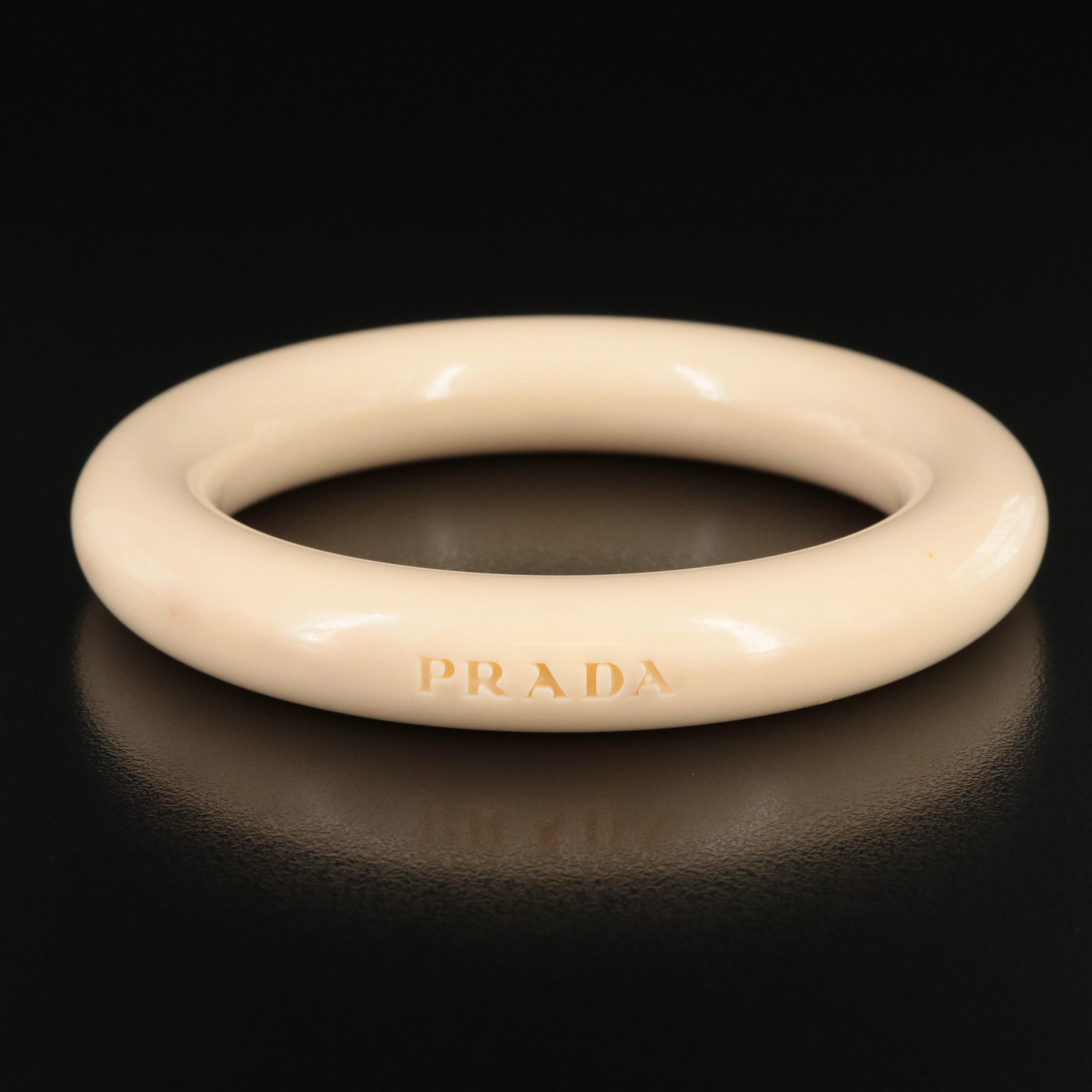 Prada Resin Donut Bangle in Bone Color