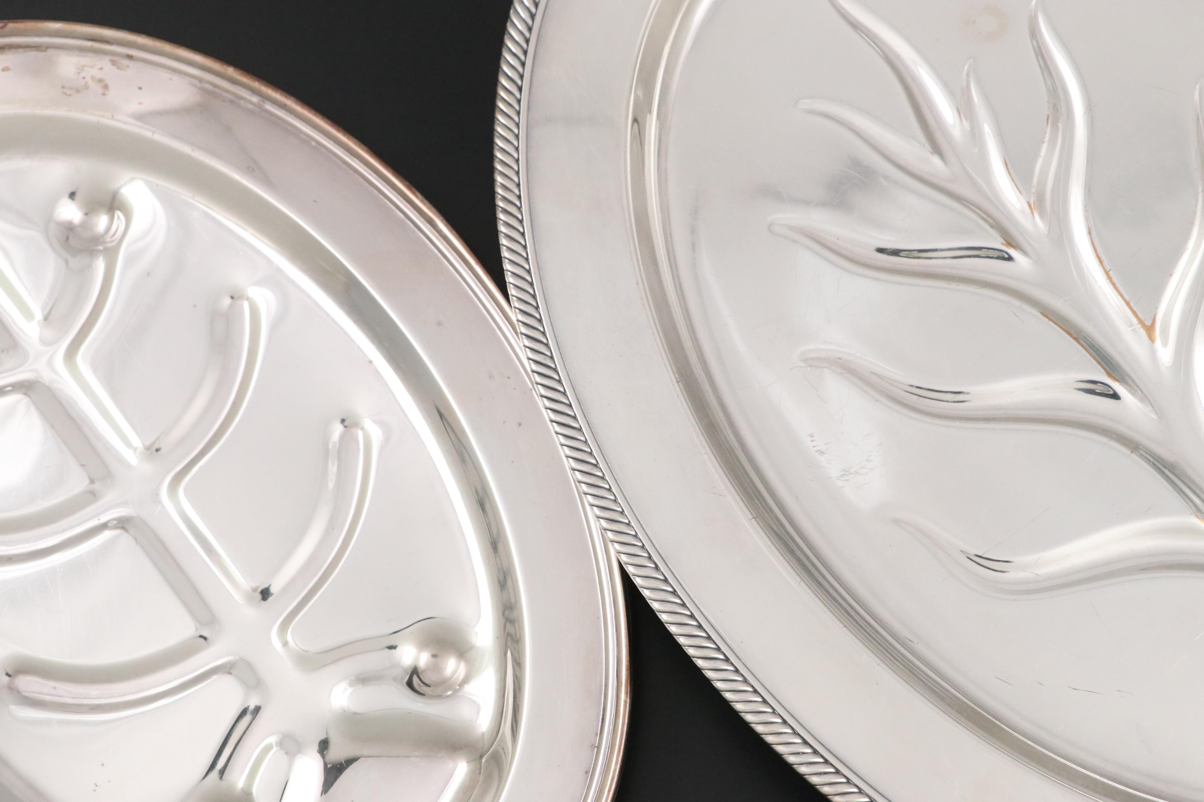 Wm. A. Rogers Silver Plate Serving Tray with Other Meat Platters and Serverware