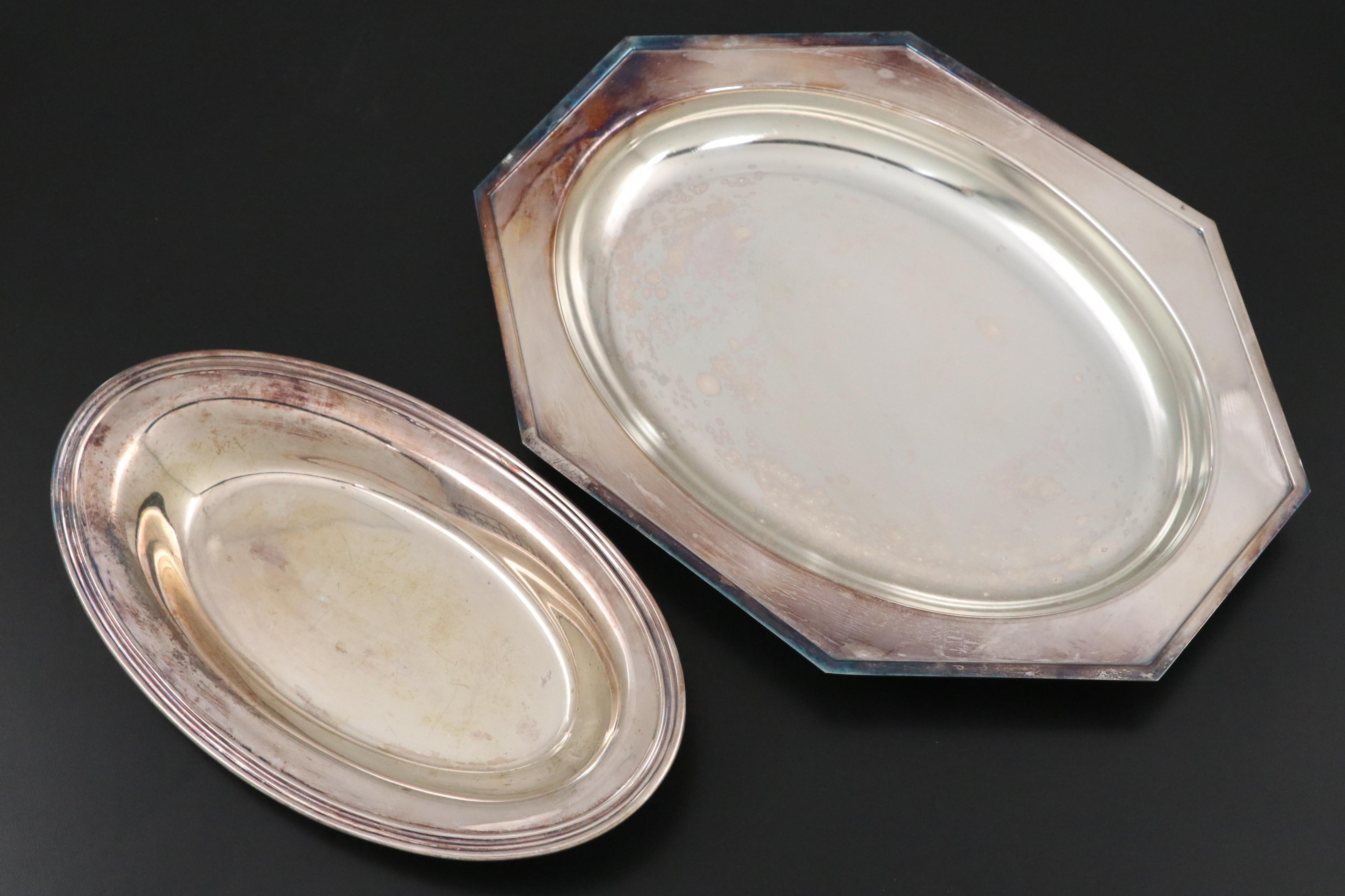 Wm. A. Rogers Silver Plate Serving Tray with Other Meat Platters and Serverware