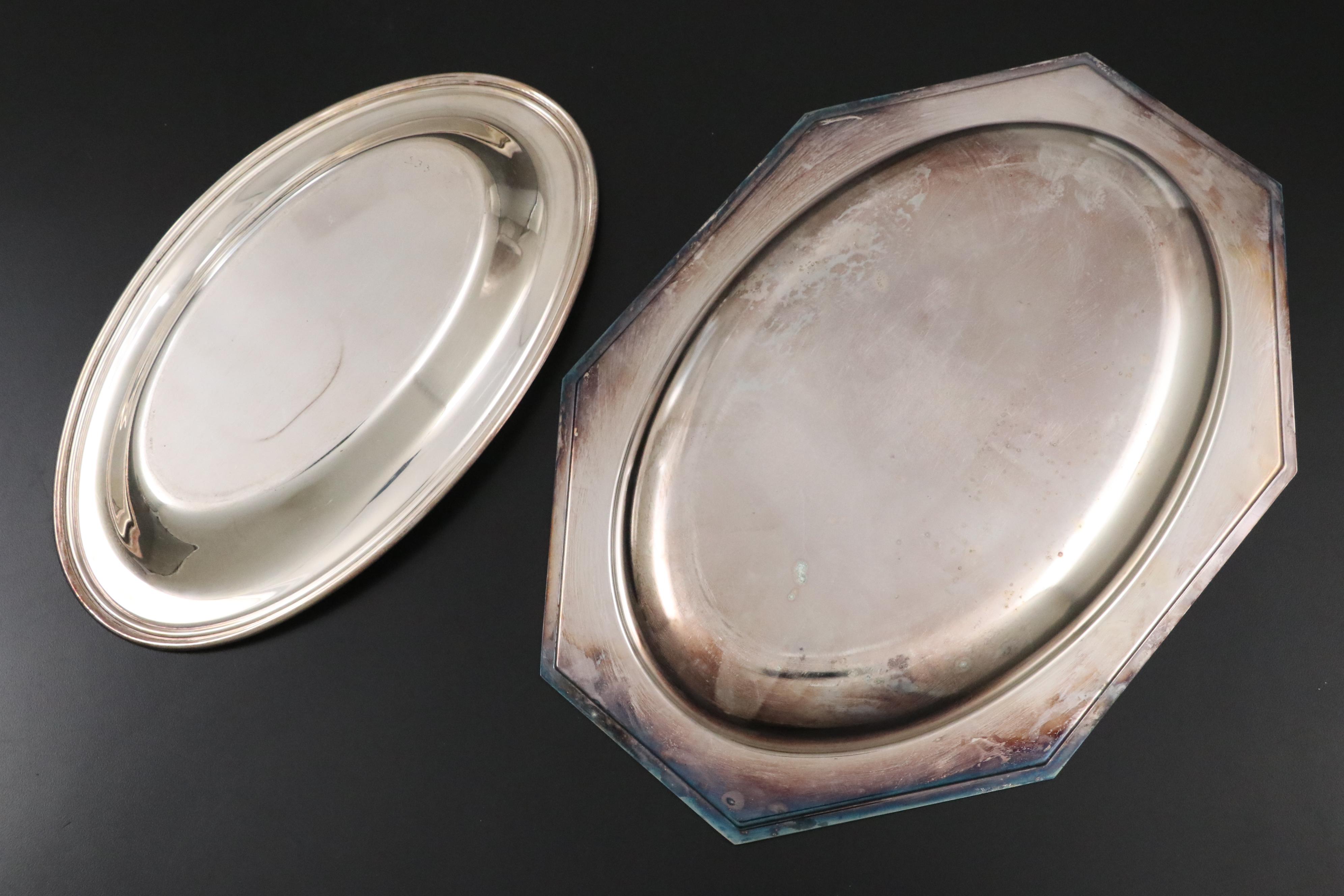 Wm. A. Rogers Silver Plate Serving Tray with Other Meat Platters and Serverware