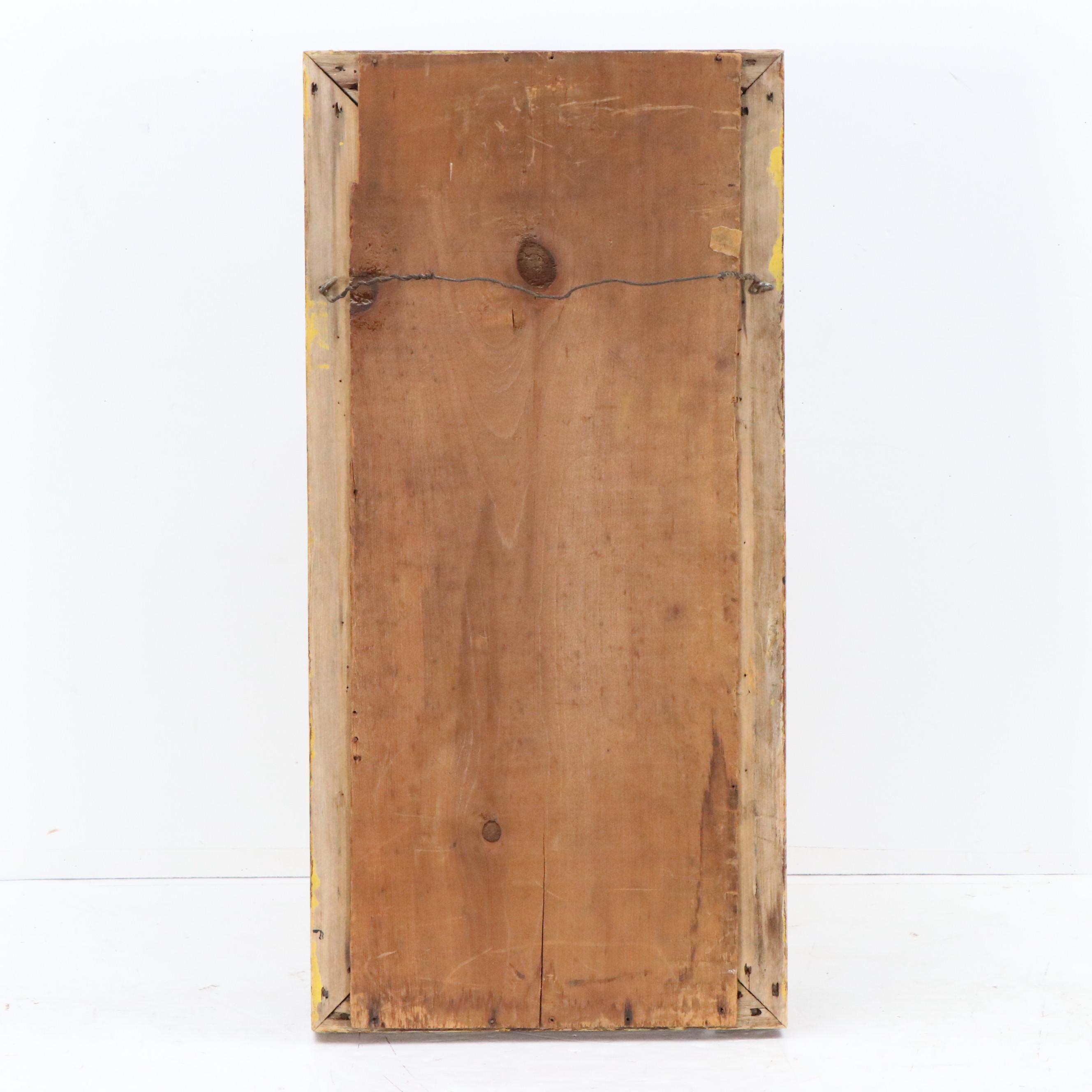 American Wooden Wall Mirror With Reverse Glass Painting