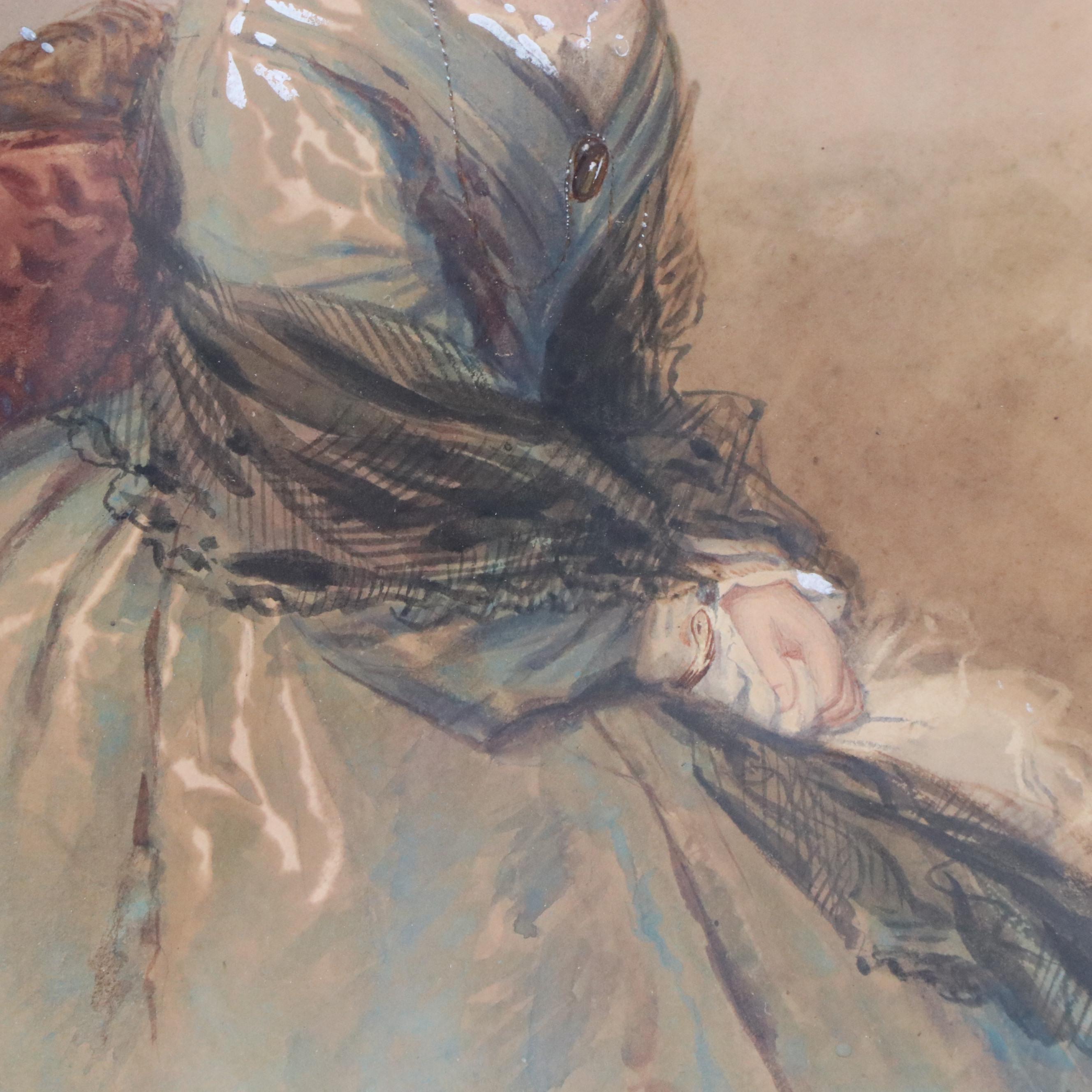 Portrait Watercolor Painting of Woman, 1848