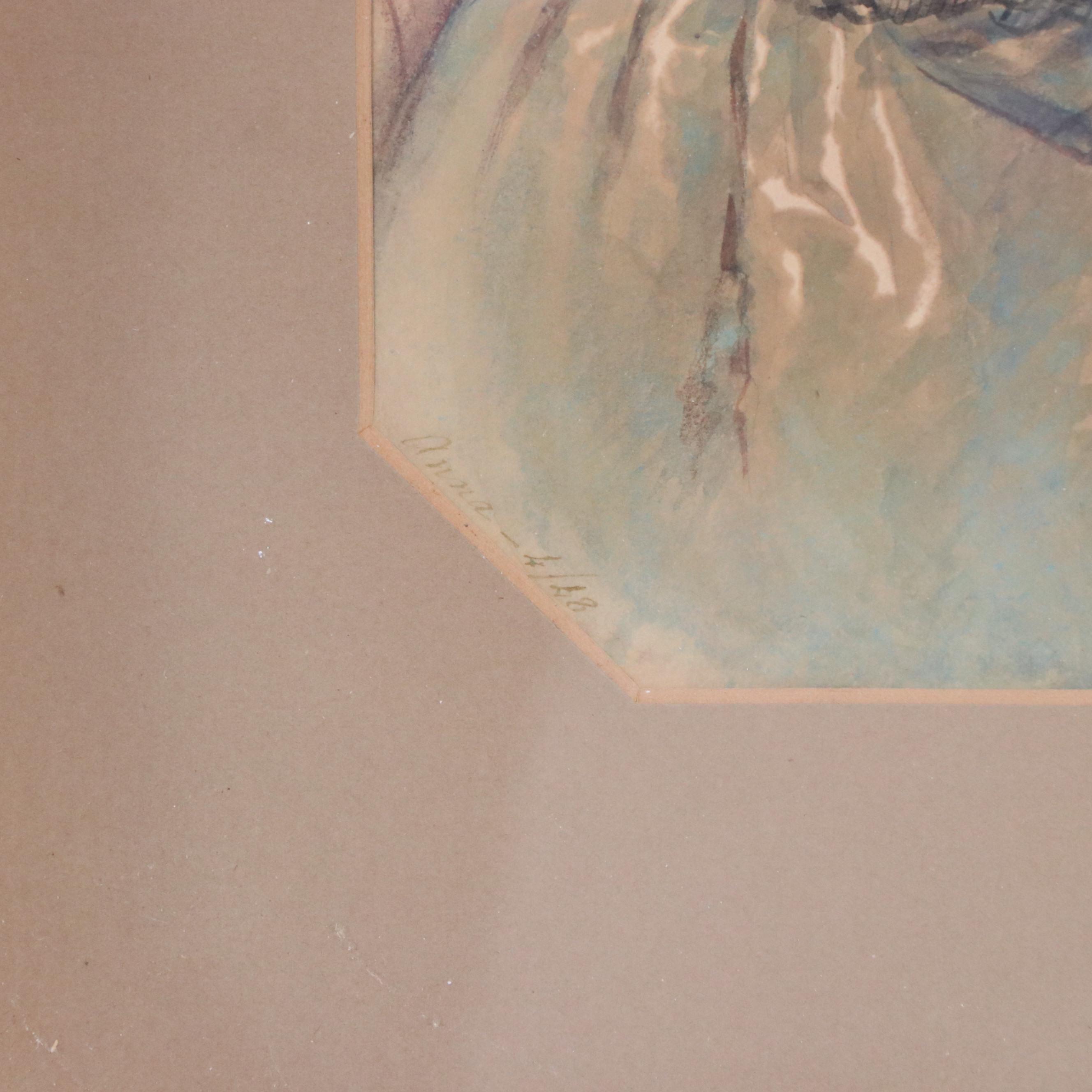 Portrait Watercolor Painting of Woman, 1848