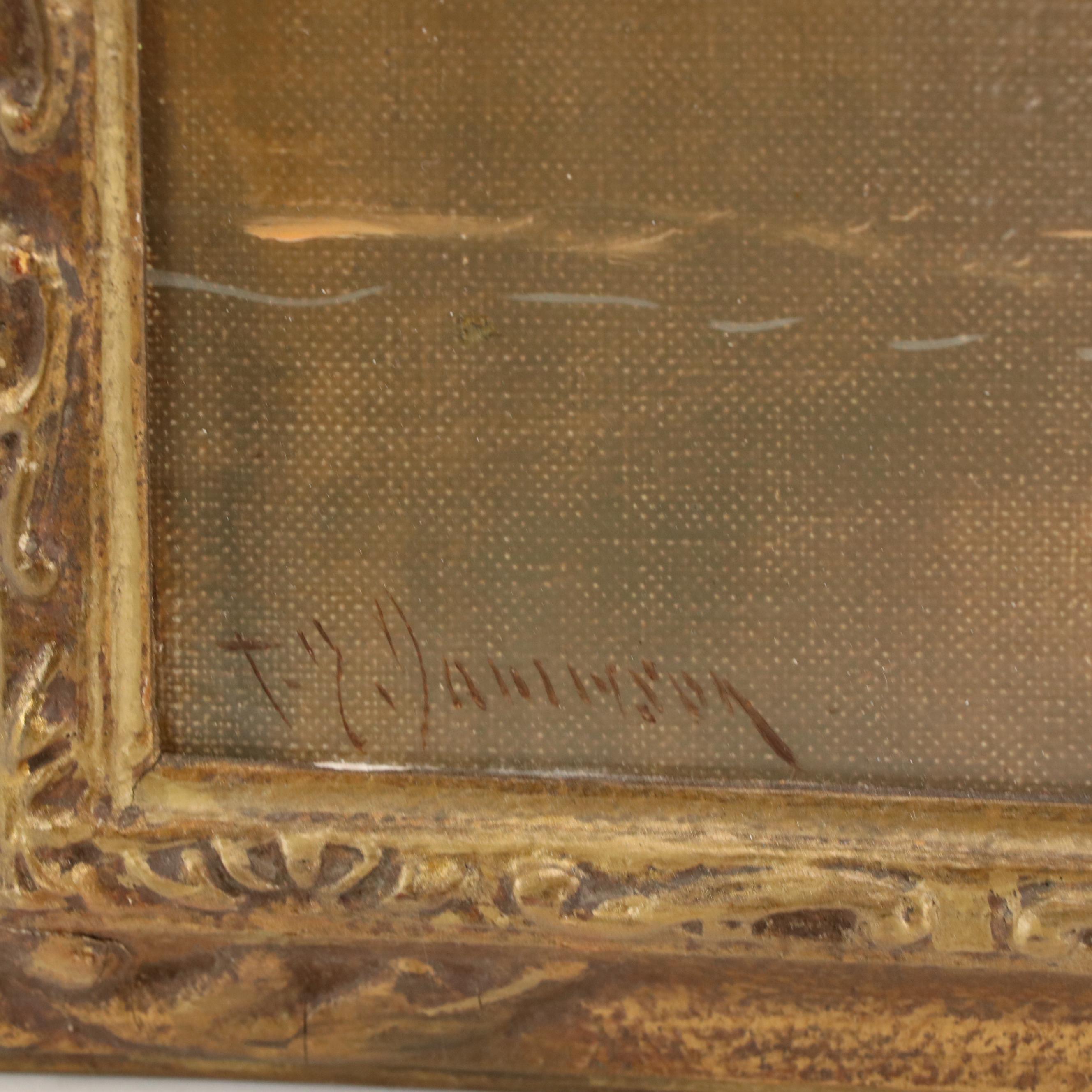 Alpine Lake Landscape Oil Painting, Late 19th Century