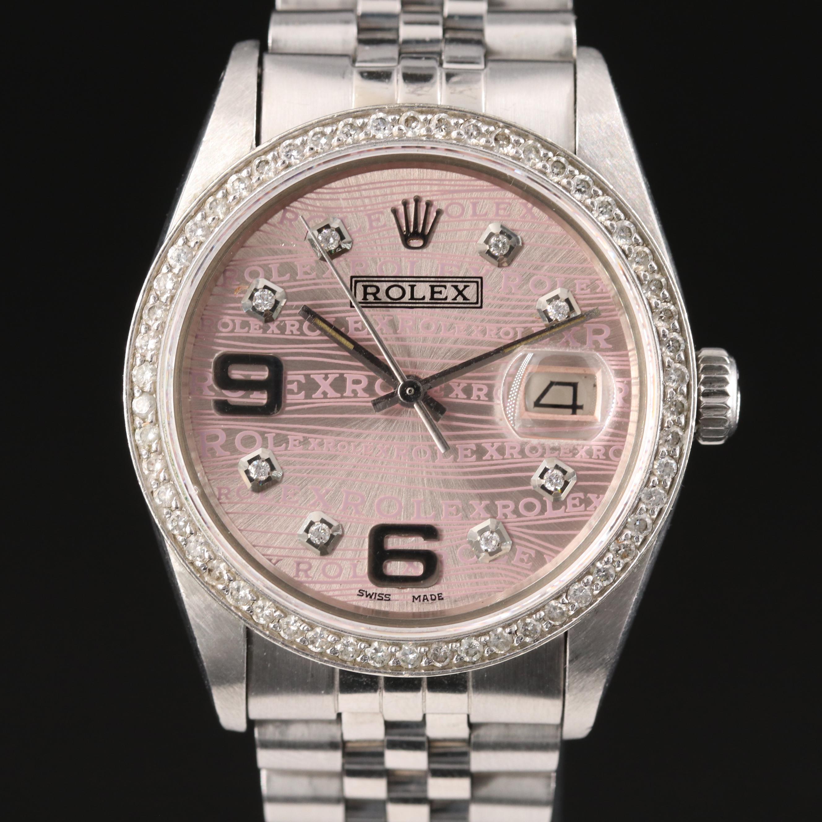 1979 Rolex Custom 1.03 CTW Diamond Stainless Steel Datejust Watch