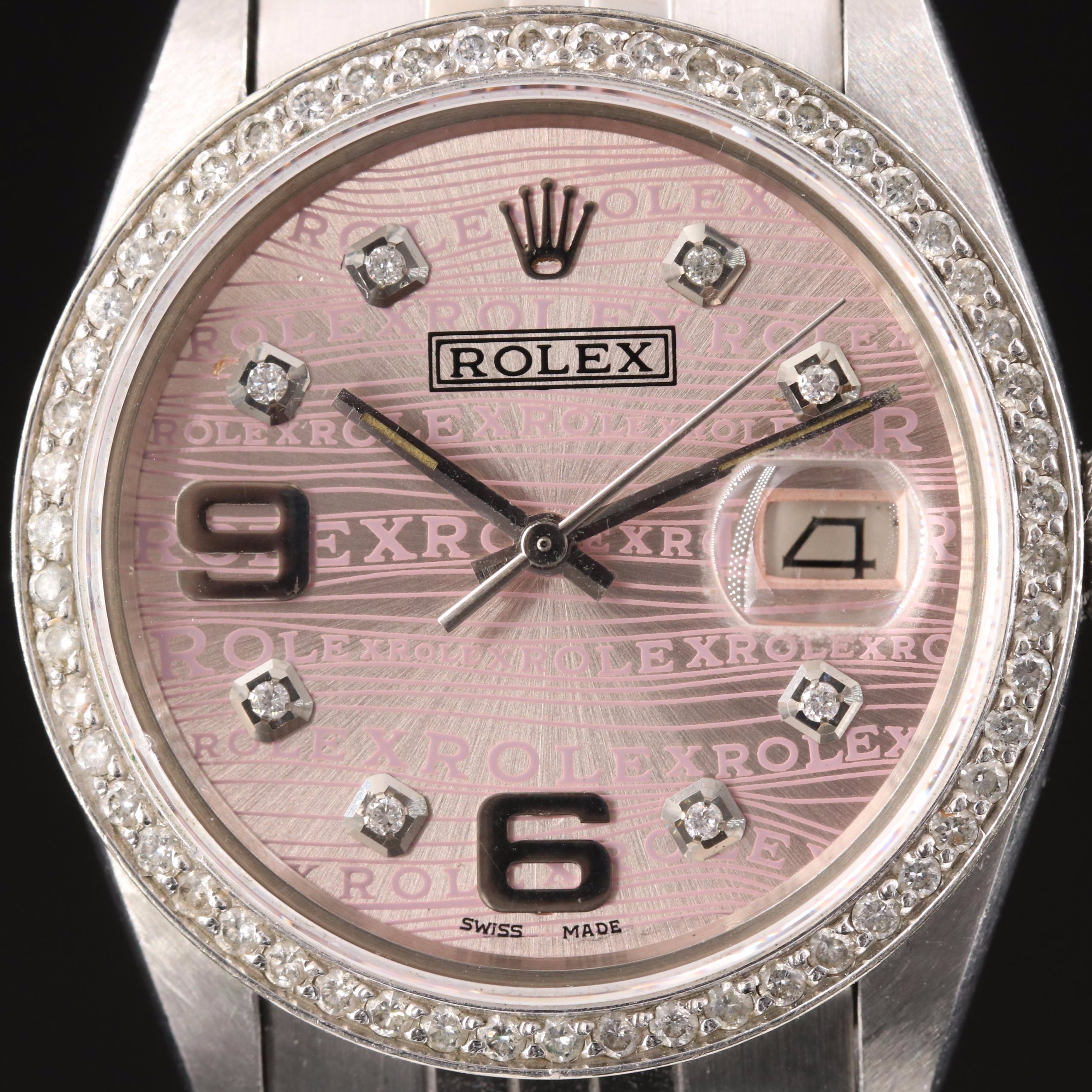 1979 Rolex Custom 1.03 CTW Diamond Stainless Steel Datejust Watch