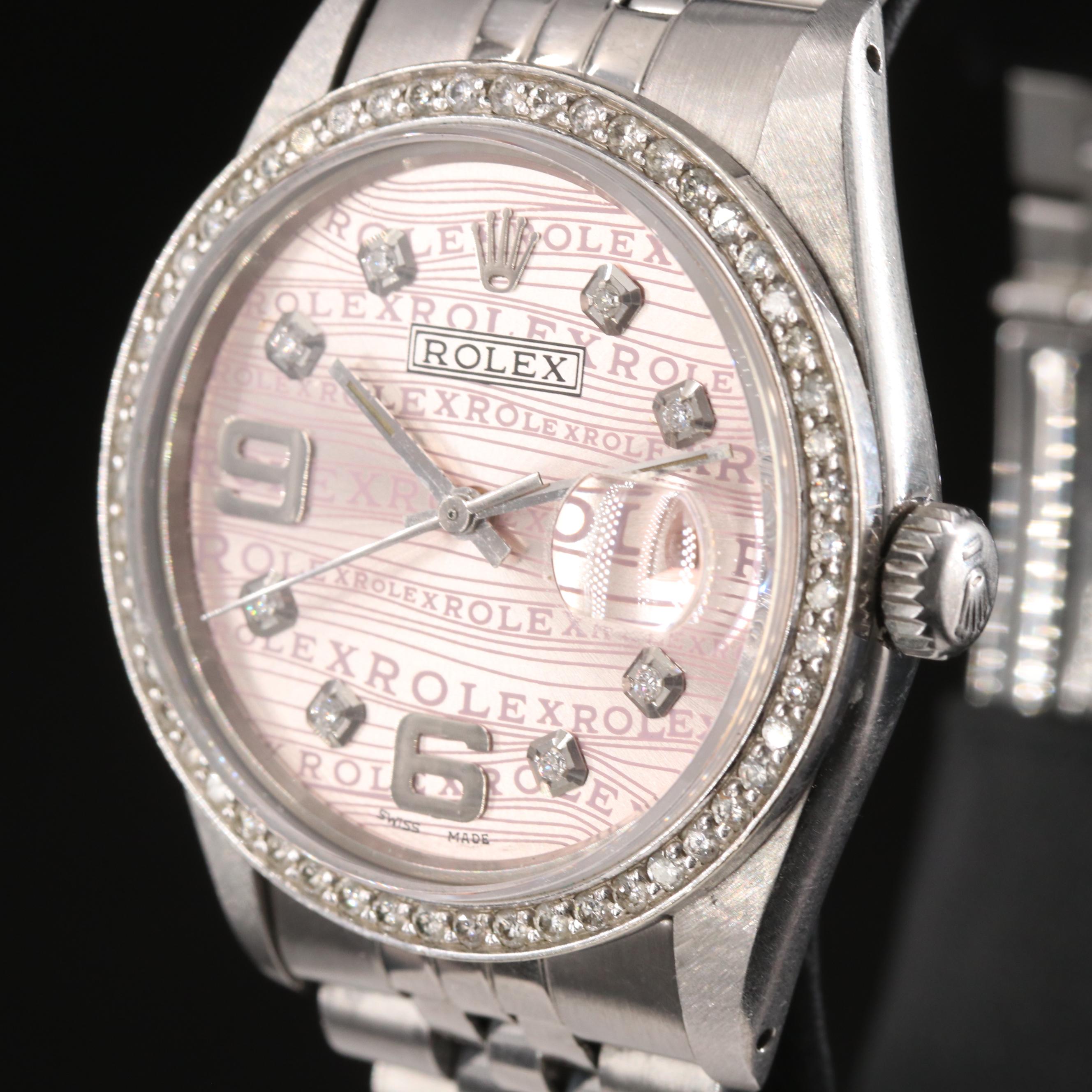 1979 Rolex Custom 1.03 CTW Diamond Stainless Steel Datejust Watch