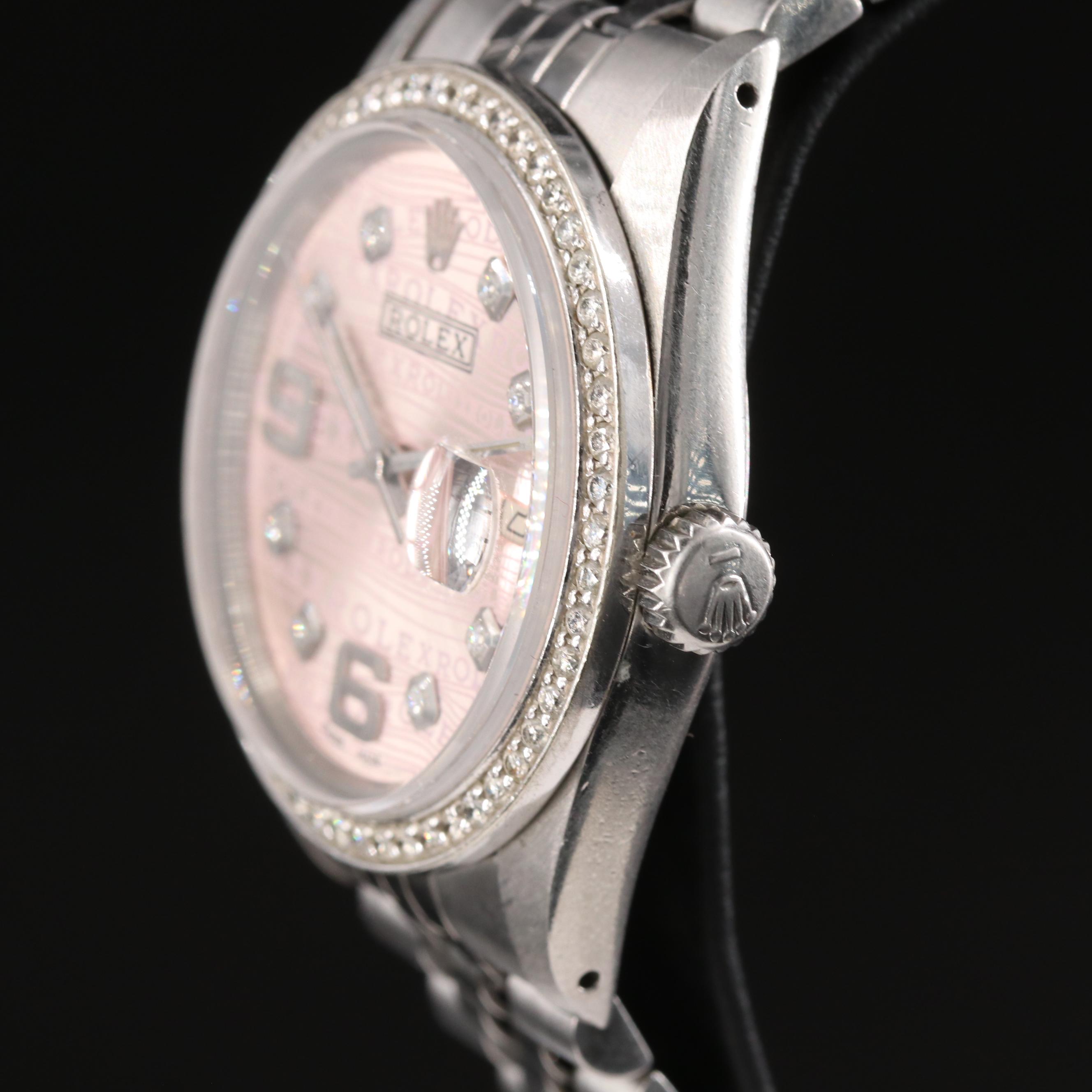 1979 Rolex Custom 1.03 CTW Diamond Stainless Steel Datejust Watch