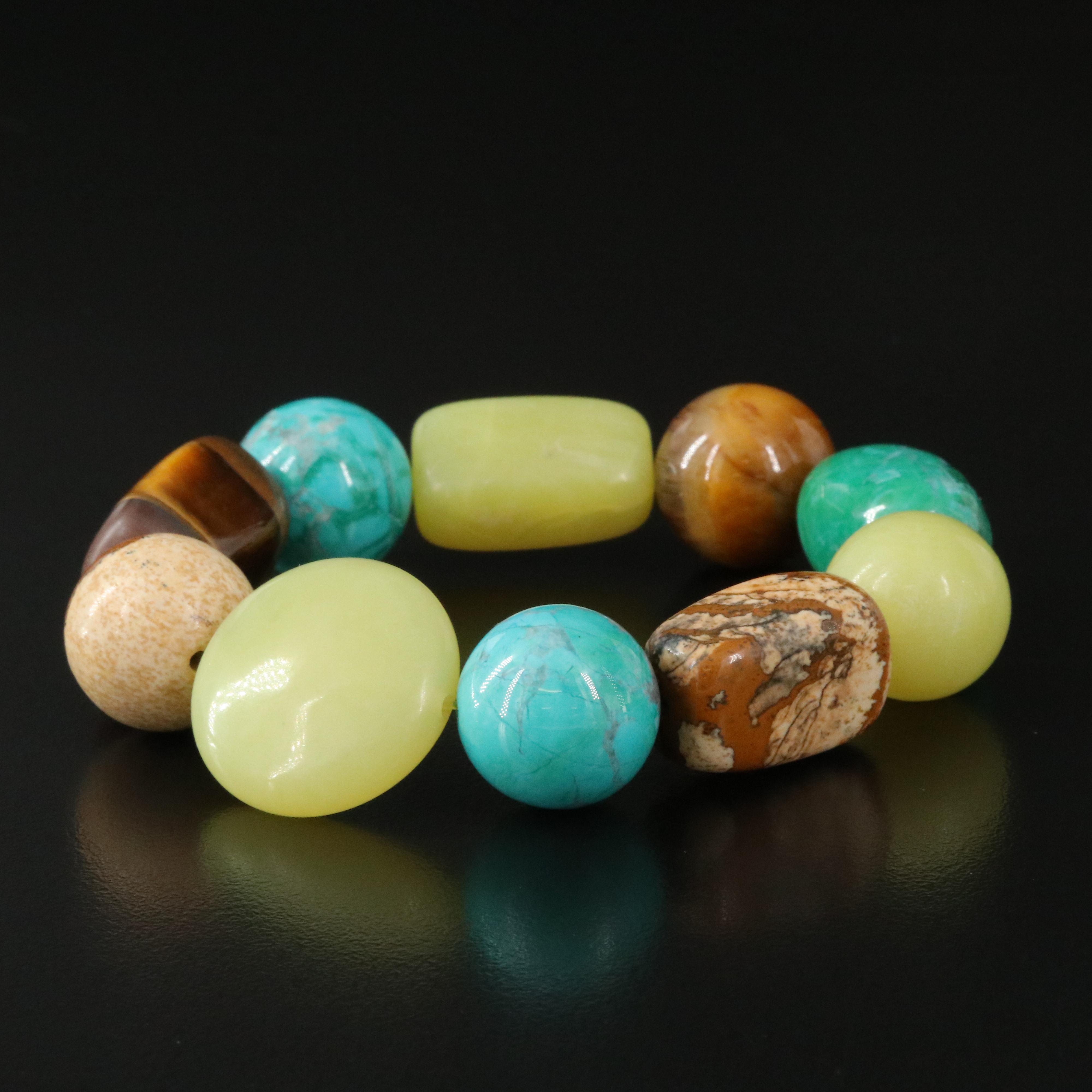 Gemstone Bracelet with Jasper, Tiger's Eye and Magnesite