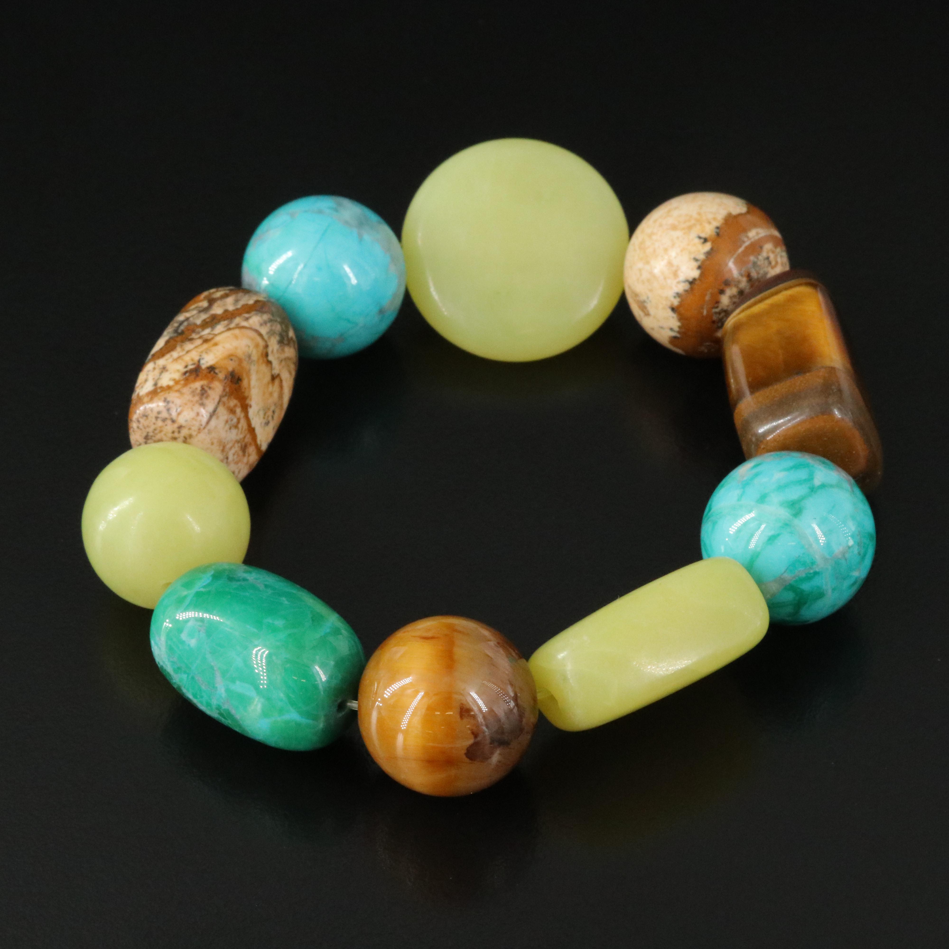 Gemstone Bracelet with Jasper, Tiger's Eye and Magnesite