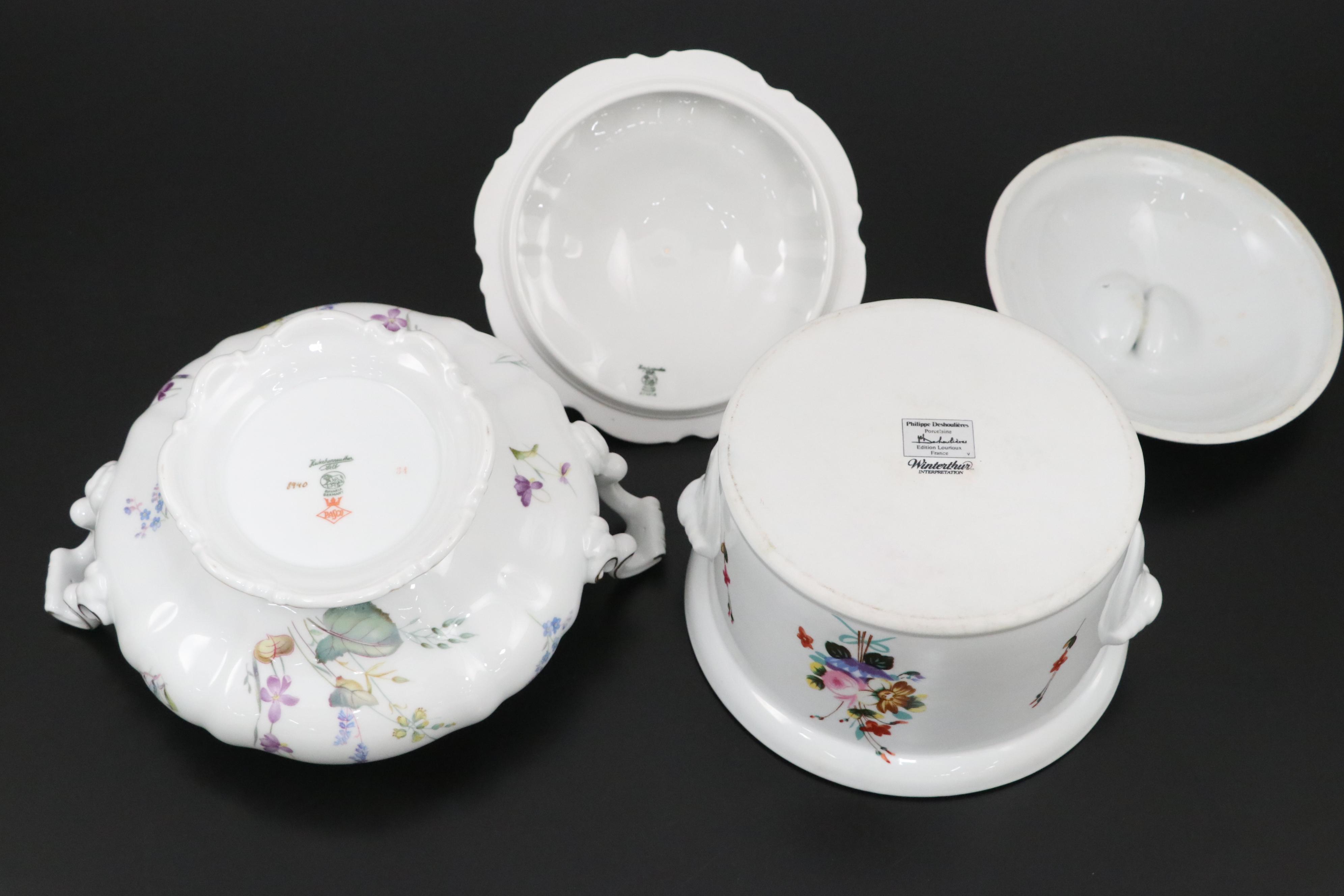 Philippe Deshoulieres "Winterthur" Porcelain Covered Casserole with Serveware