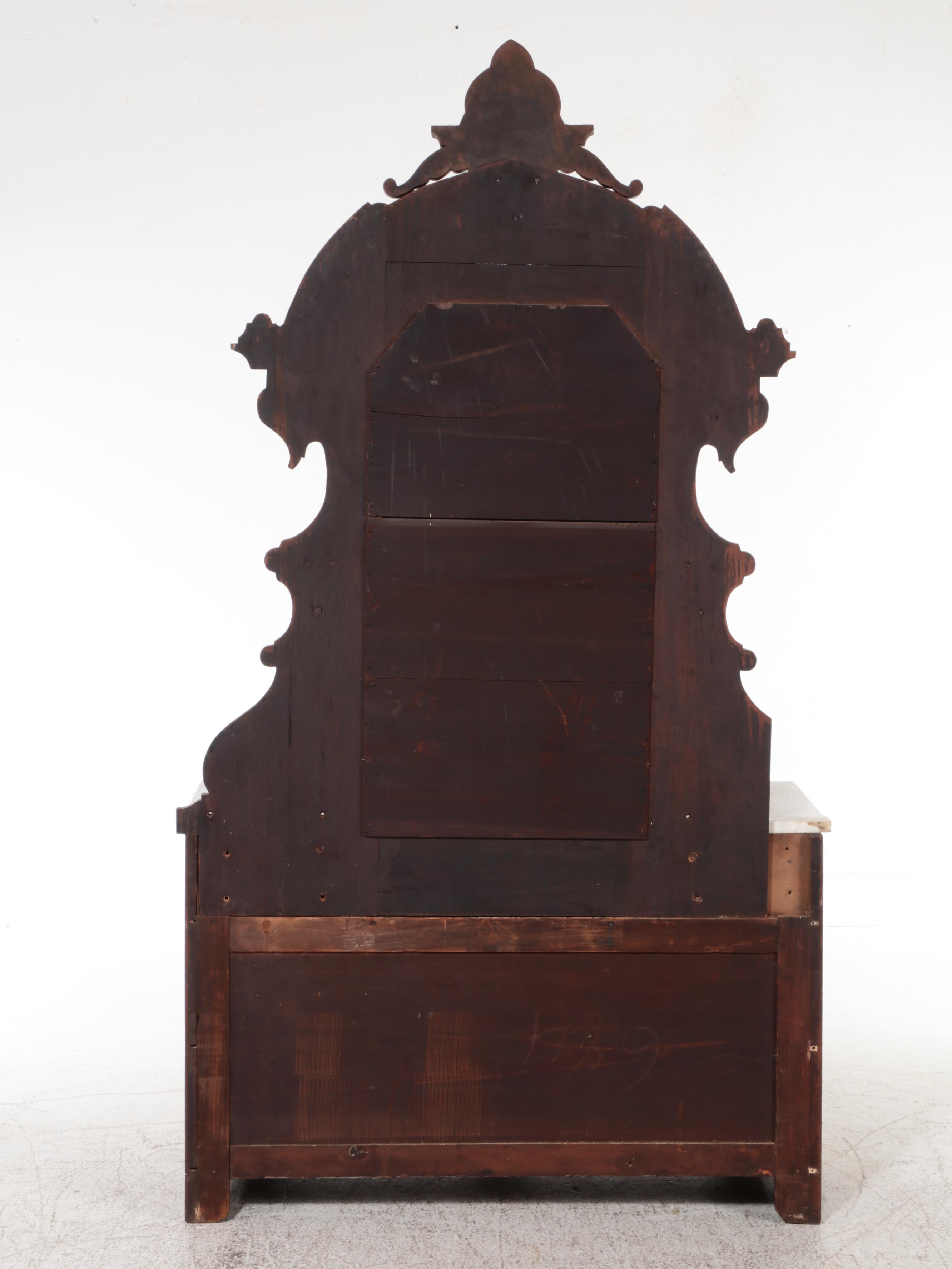 Eastlake Style Carved Walnut and Marble Dresser, 19th Century