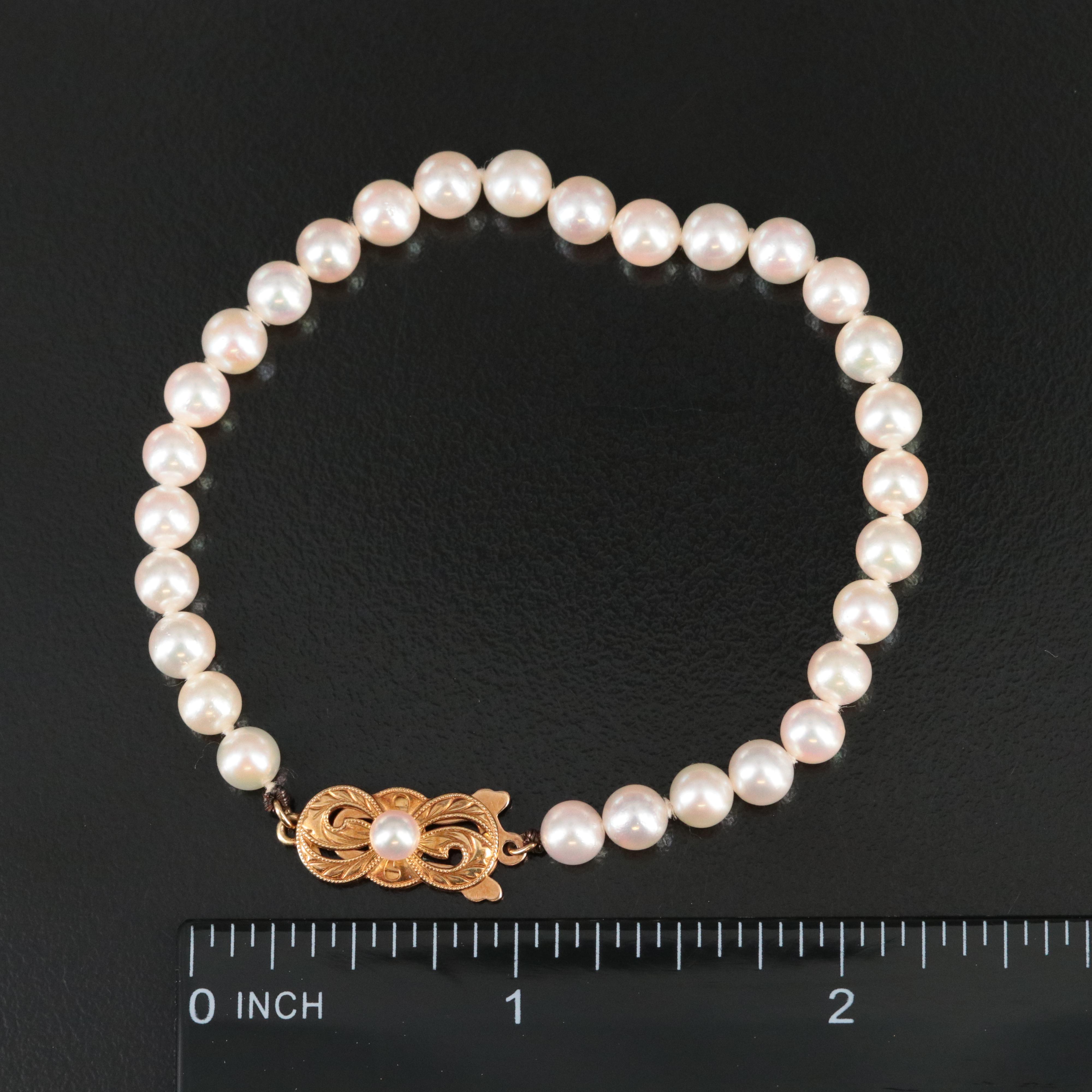 Mikimoto Pearl Bracelet with 18K Clasp