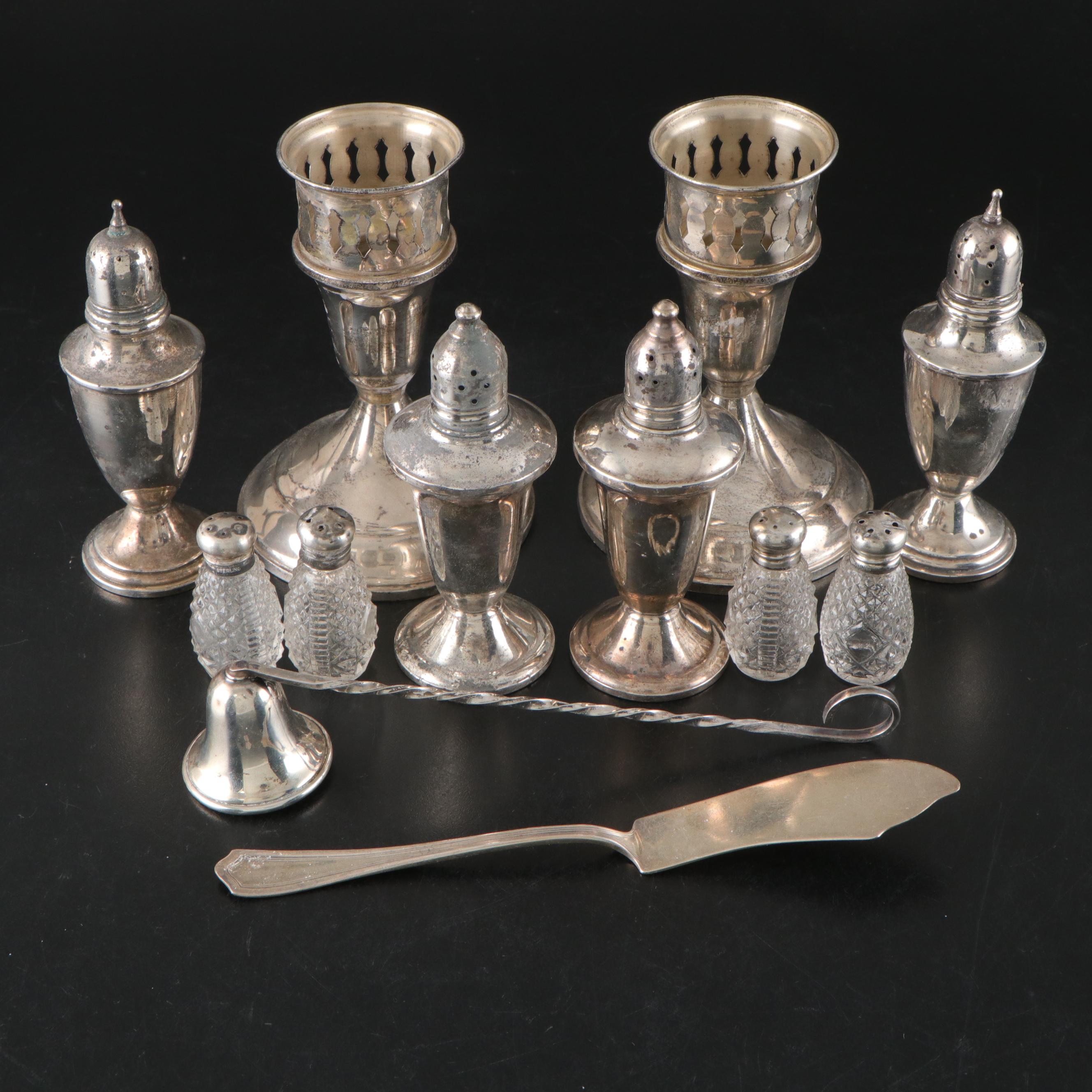 Towle Sterling Silver Candlesticks with Sterling Silver Shakers and More