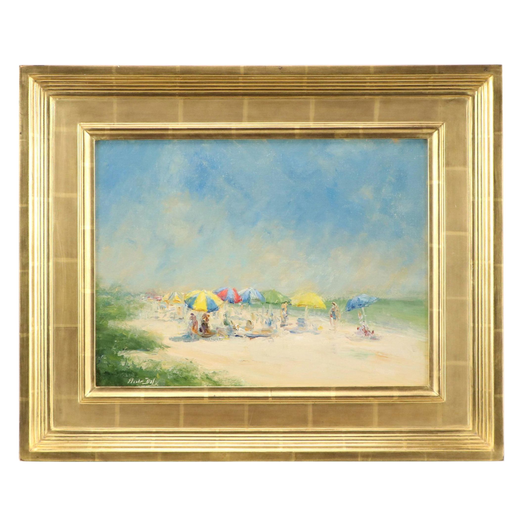 Mark Daly Impressionistic Oil Painting "Sunny Day at the Beach, Sanibel," 2012
