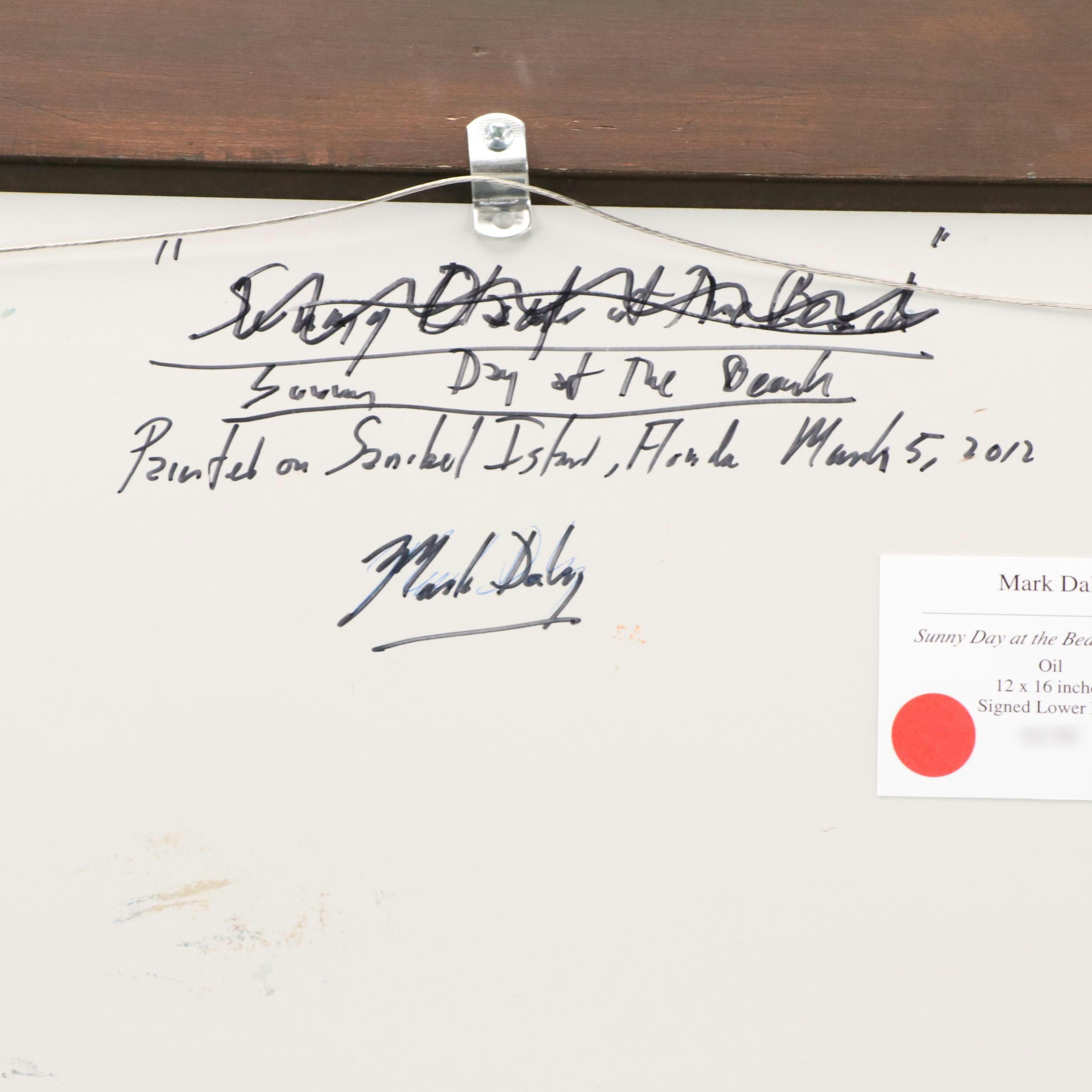 Mark Daly Impressionistic Oil Painting "Sunny Day at the Beach, Sanibel," 2012