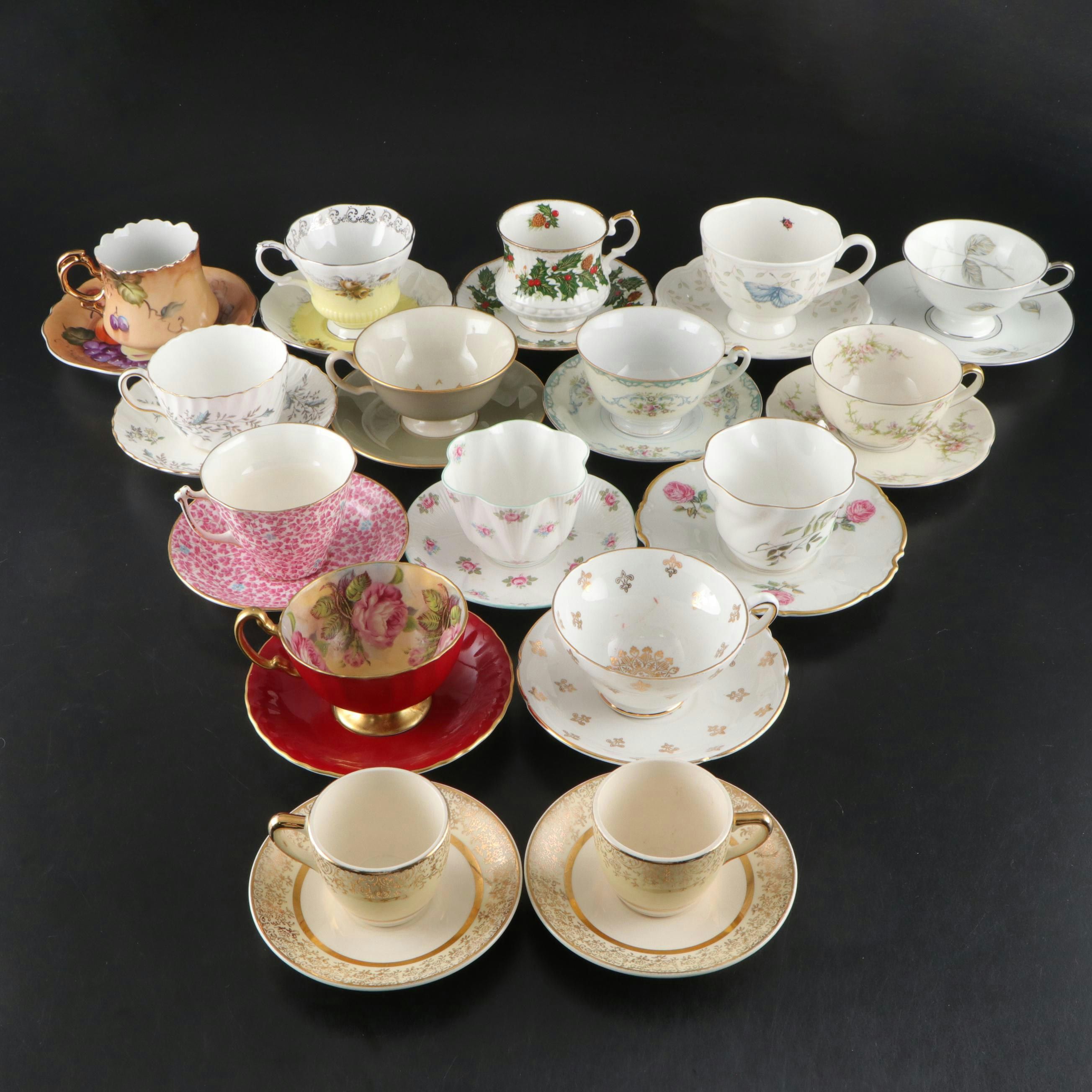 Rosiana China Co. Queen's with Other Bone China and Porcelain Cups and Saucers