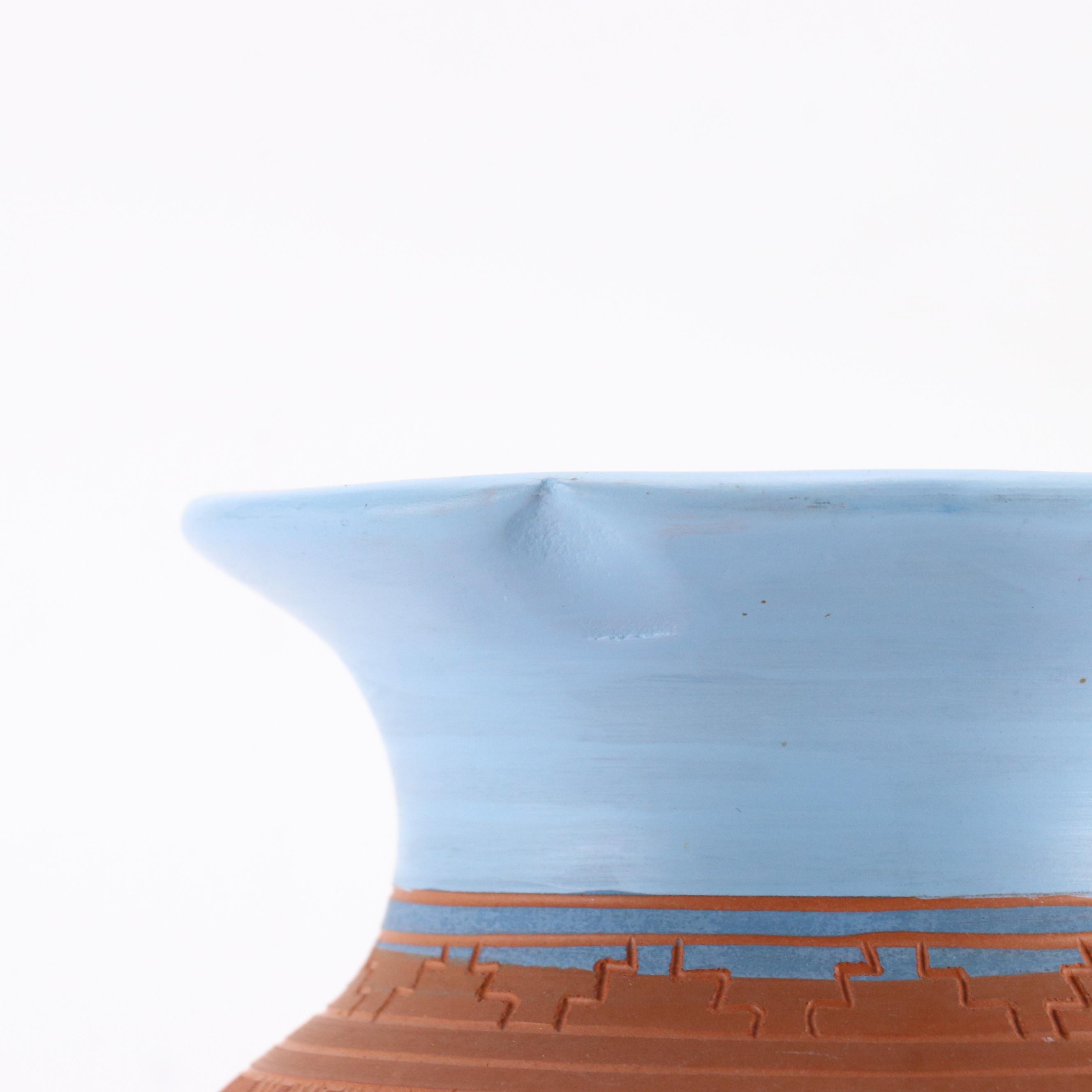 Nemadji Pottery with Nelson Navajo Sgraffito Earthenware Vase