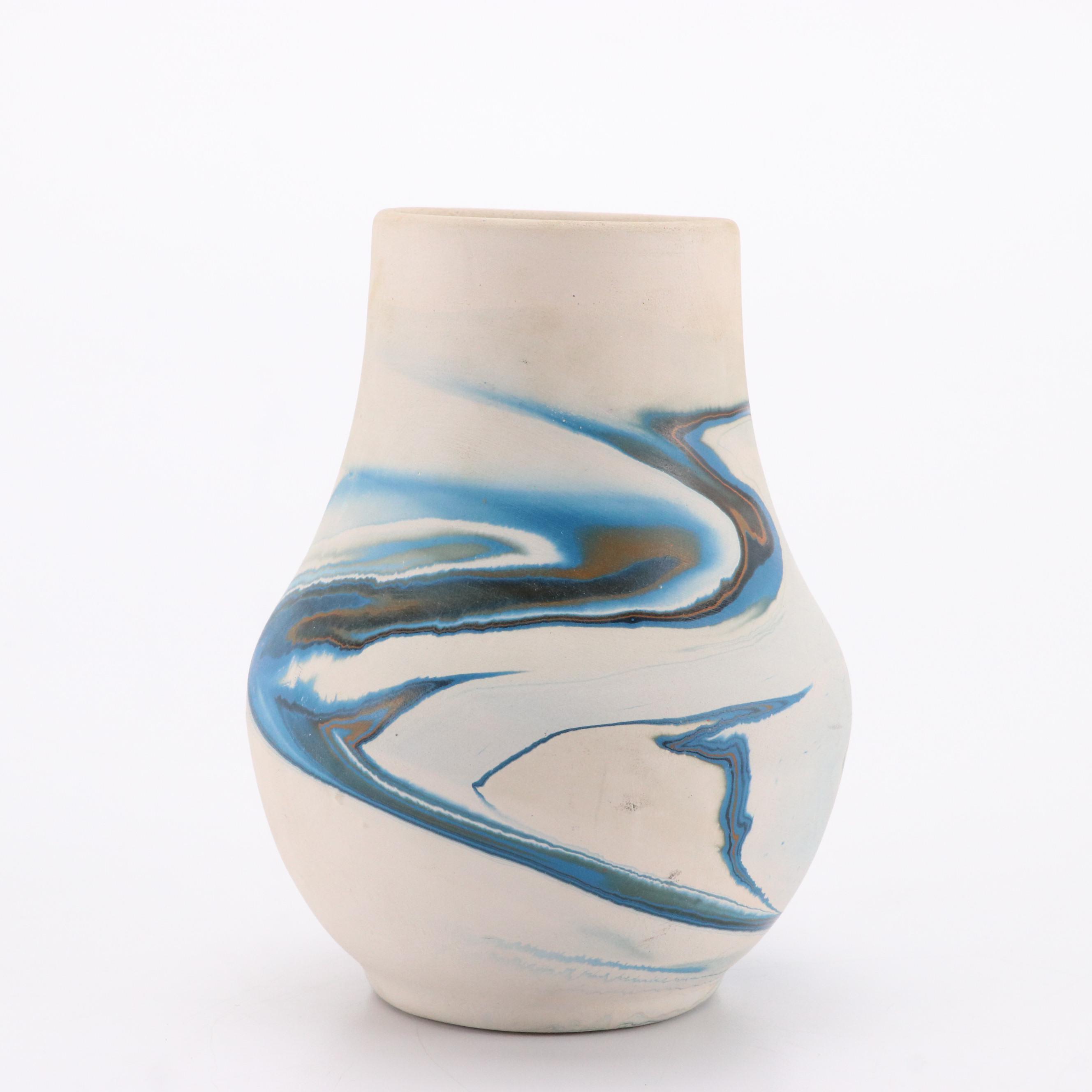 Nemadji Pottery with Nelson Navajo Sgraffito Earthenware Vase