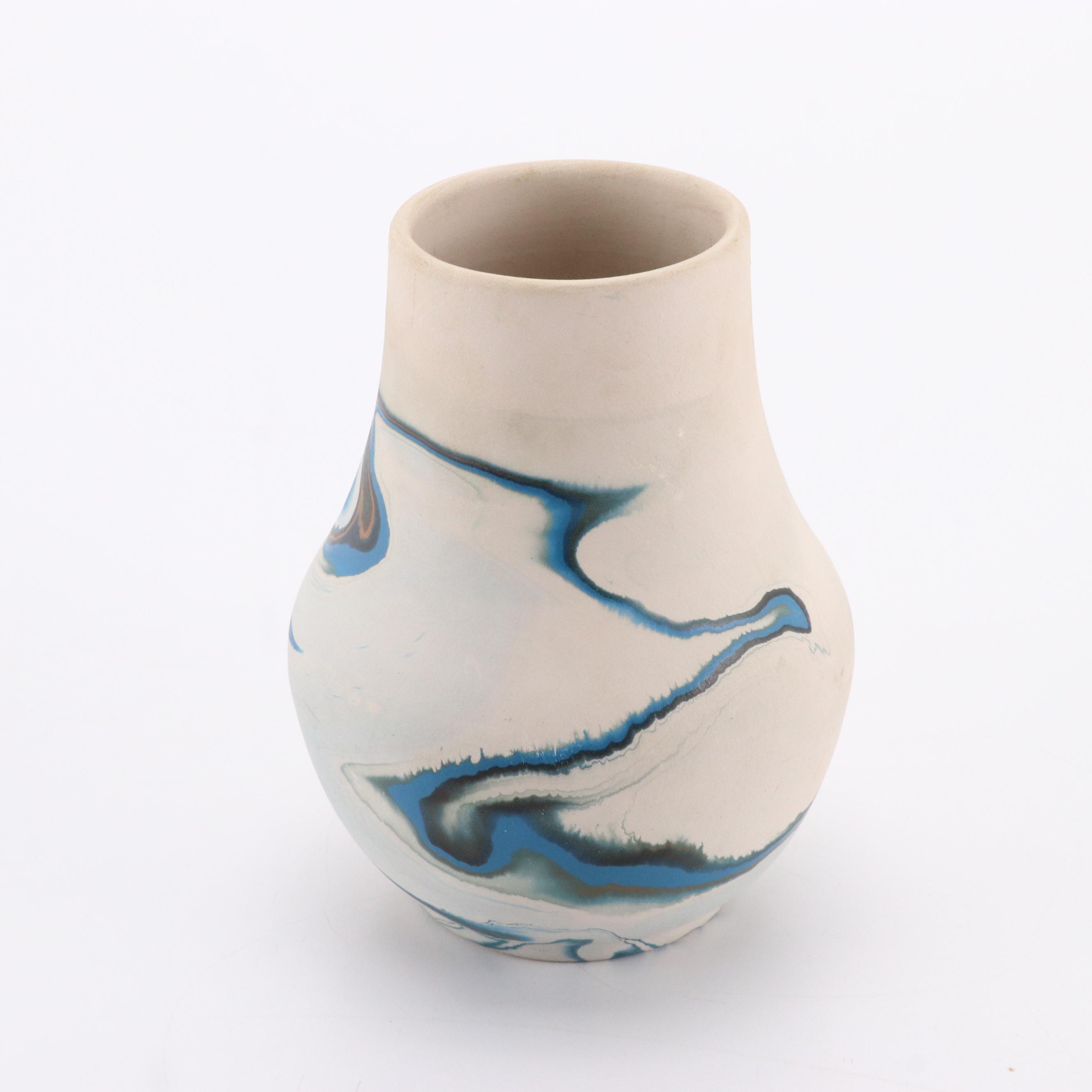 Nemadji Pottery with Nelson Navajo Sgraffito Earthenware Vase