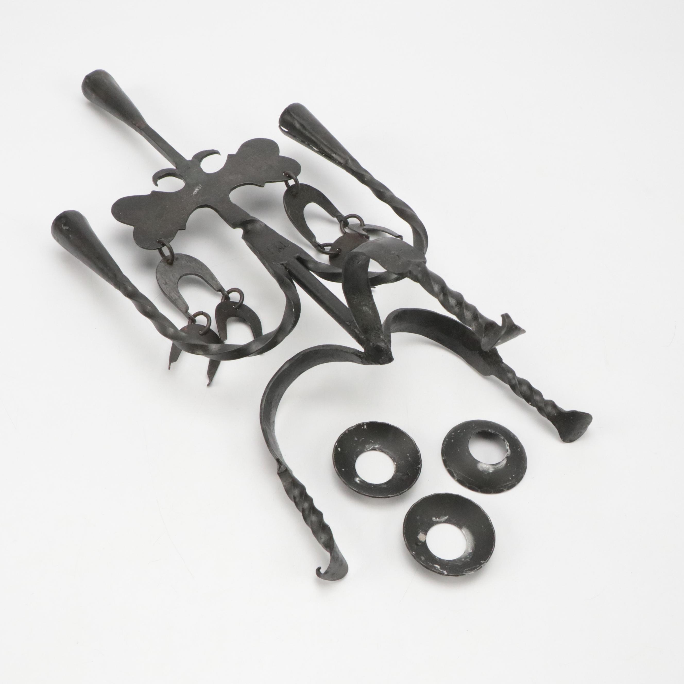 Swedish Hand-Forged 18th Century Reproduction Wrought Iron Candelabra