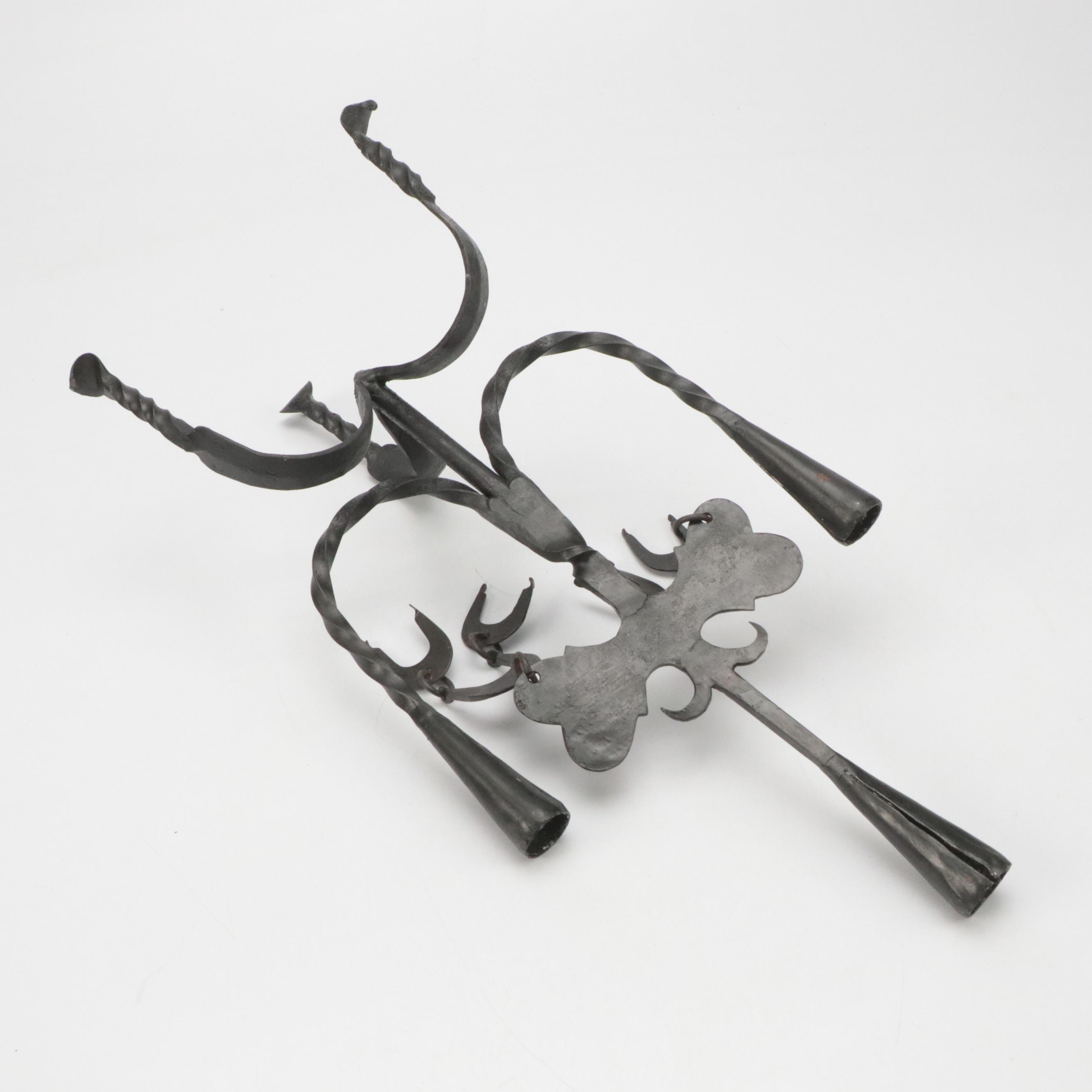 Swedish Hand-Forged 18th Century Reproduction Wrought Iron Candelabra
