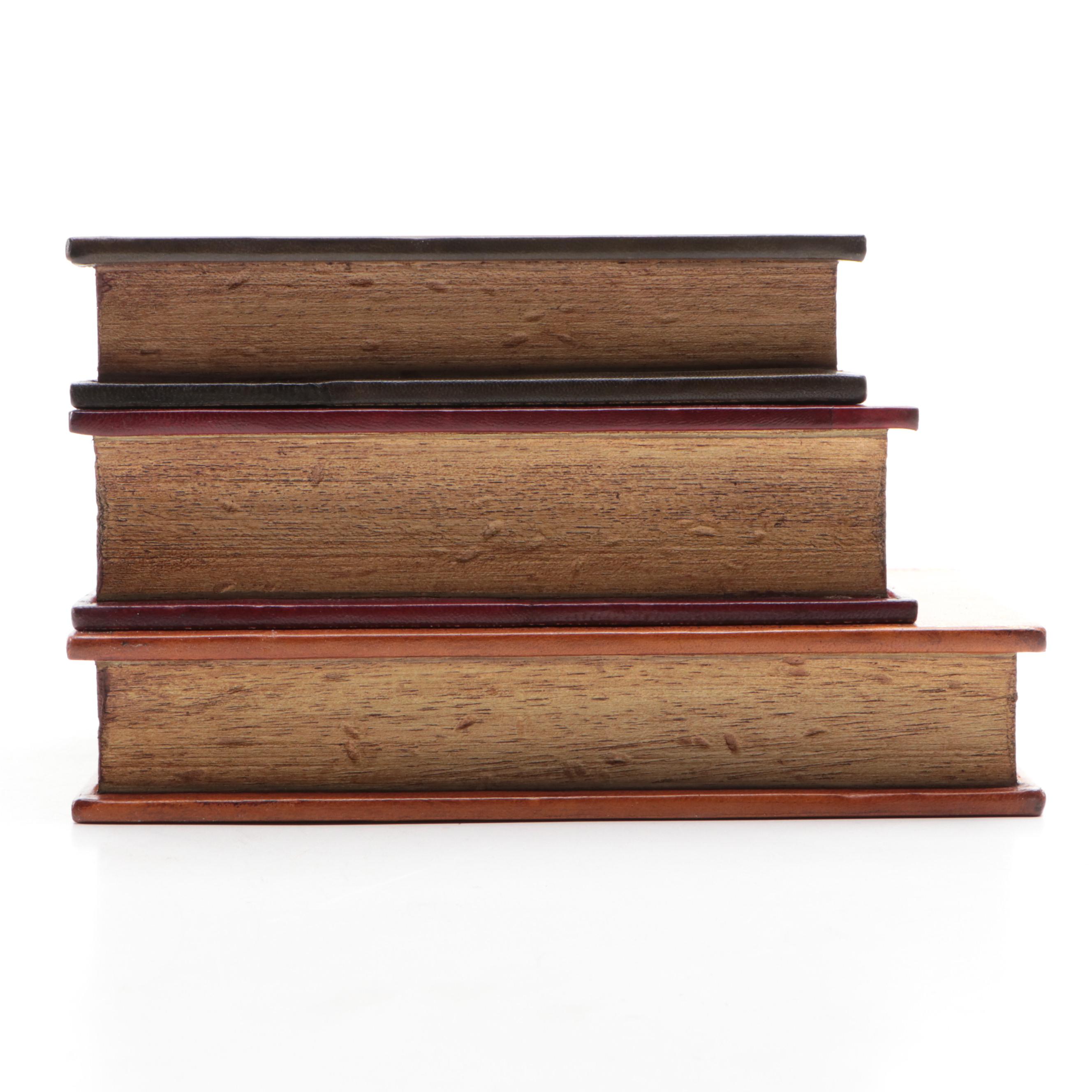 Italian Faux Leather and Wood Faux Book Bookends