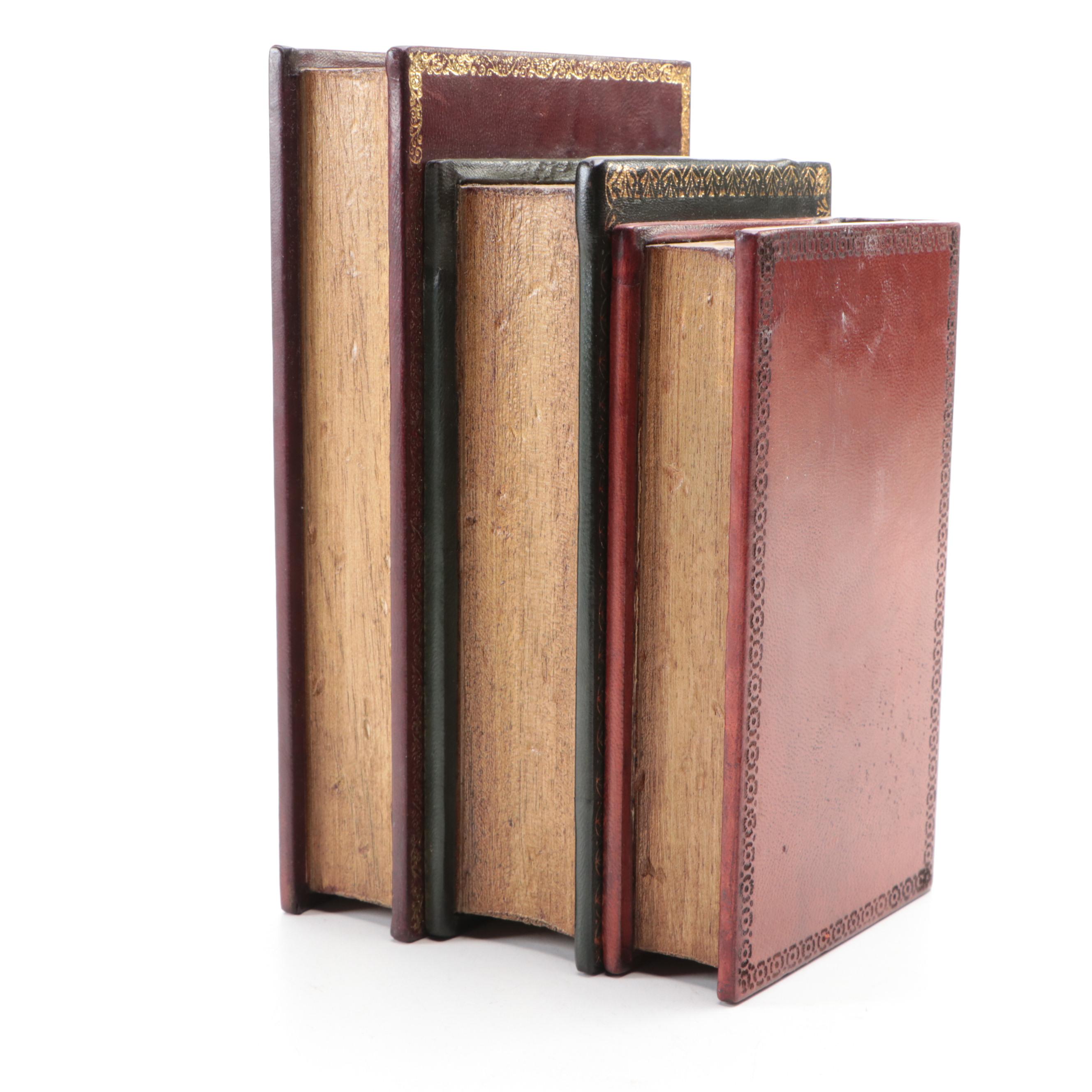 Italian Faux Leather and Wood Faux Book Bookends