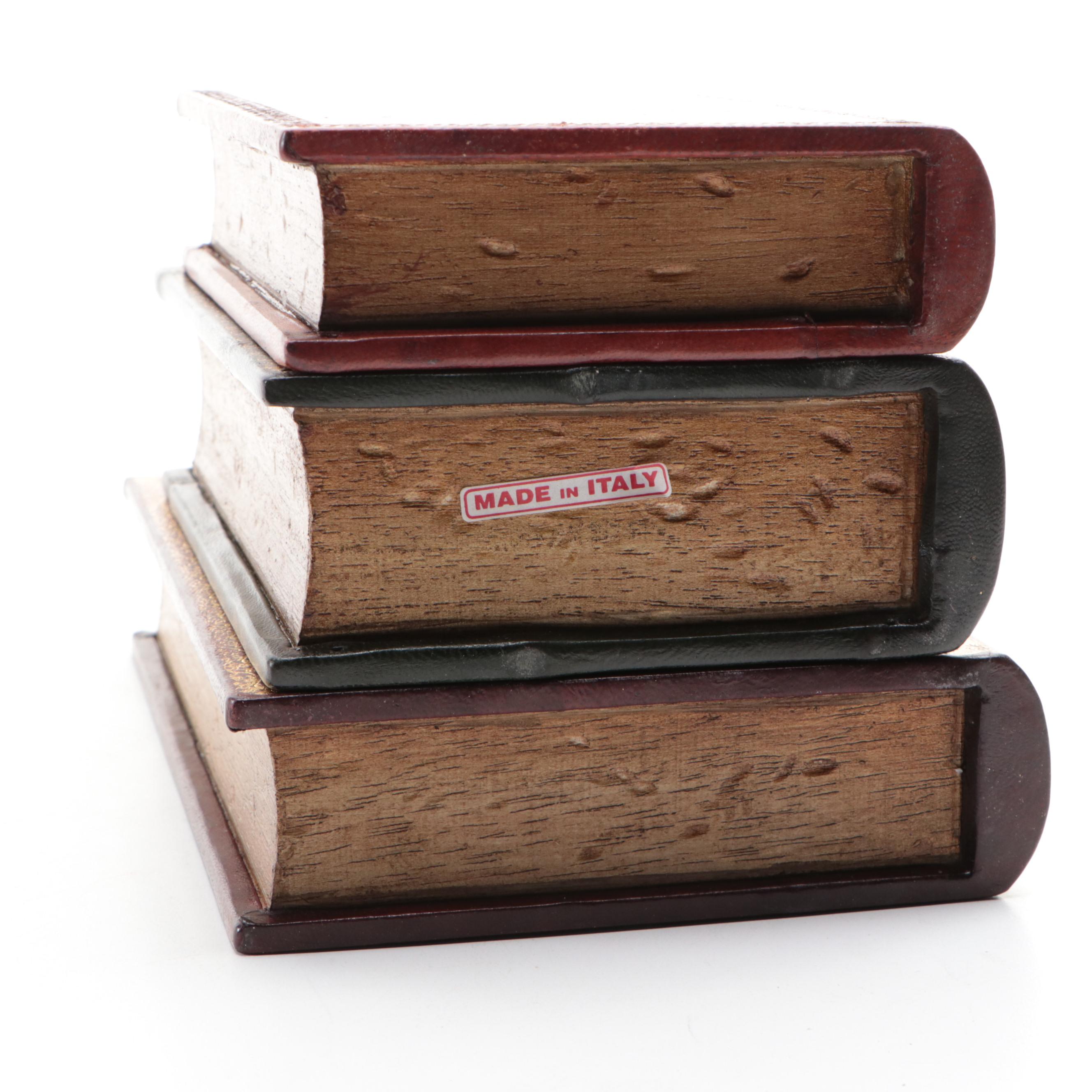 Italian Faux Leather and Wood Faux Book Bookends