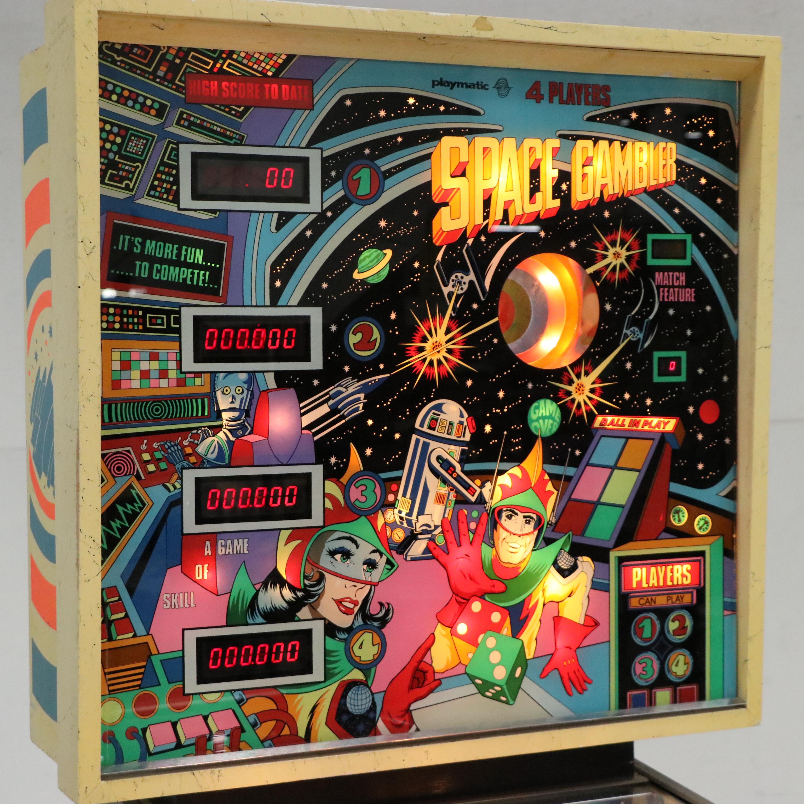 Playmatic Space Gambler Four-Player Pinball Arcade Machine, Late 20th Century