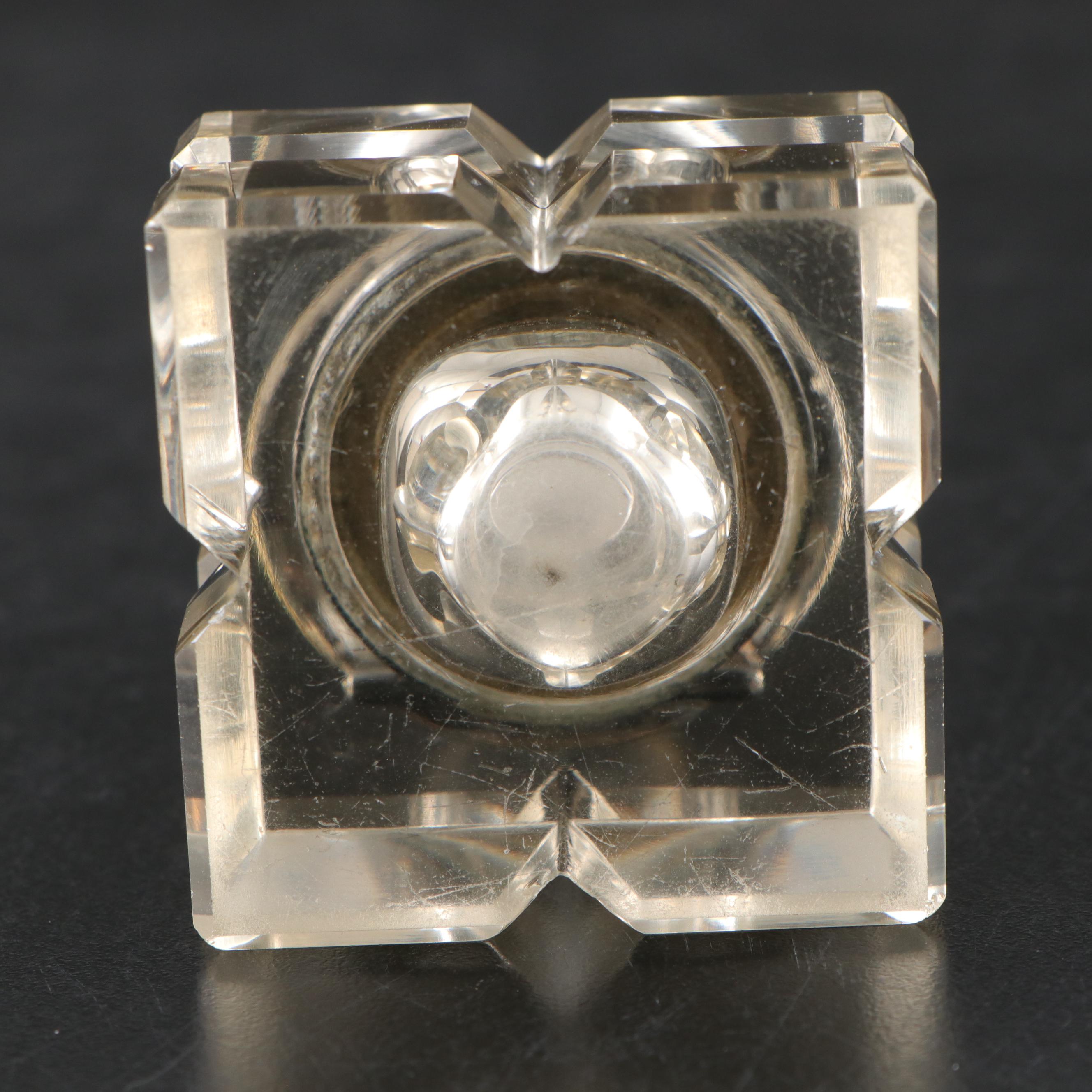 Rococo Style Repoussé Silver Plate and Cut Glass Double Inkwell Standish