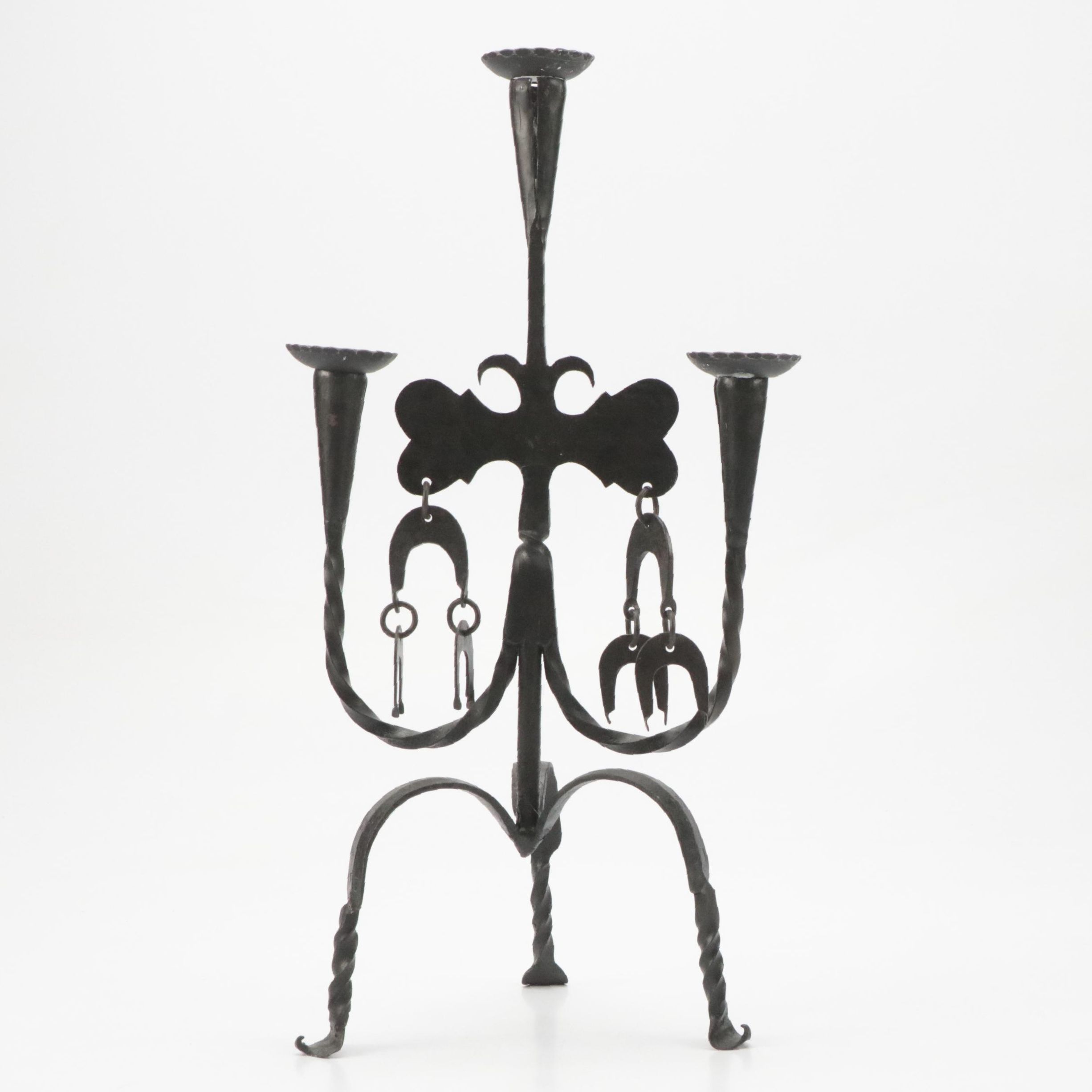 Swedish Hand-Forged 18th Century Reproduction Wrought Iron Candelabra