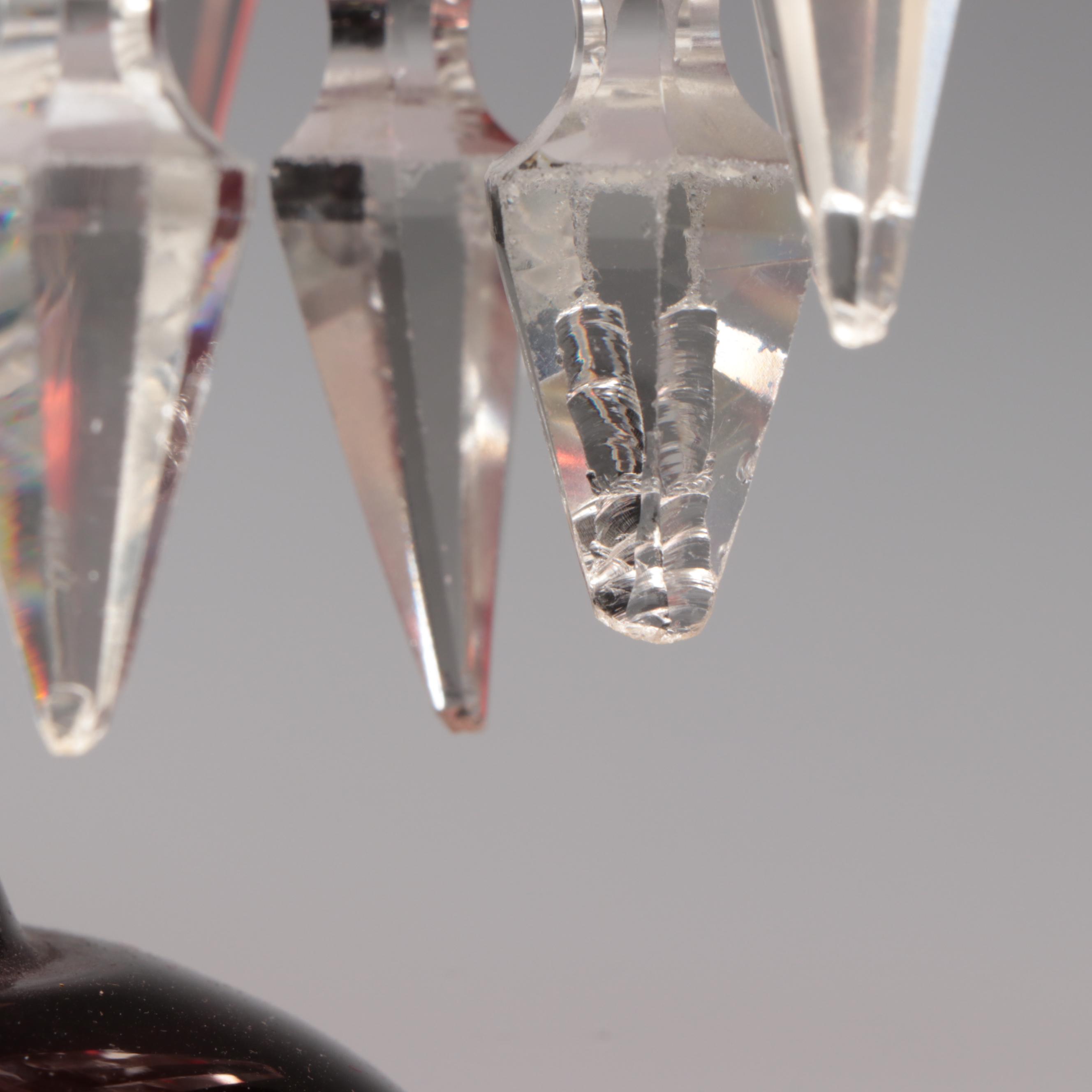 Victorian Style Enameled Ruby Glass Mantel Lusters