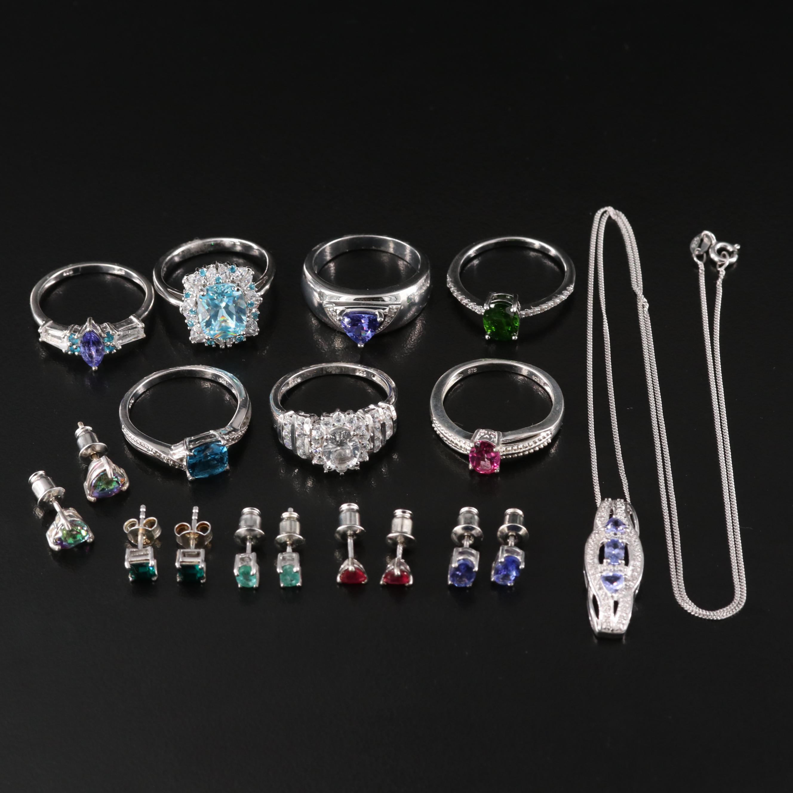 Sterling Gemstone Jewelry Including Mystic Topaz, Tanzanite and Blue Topaz