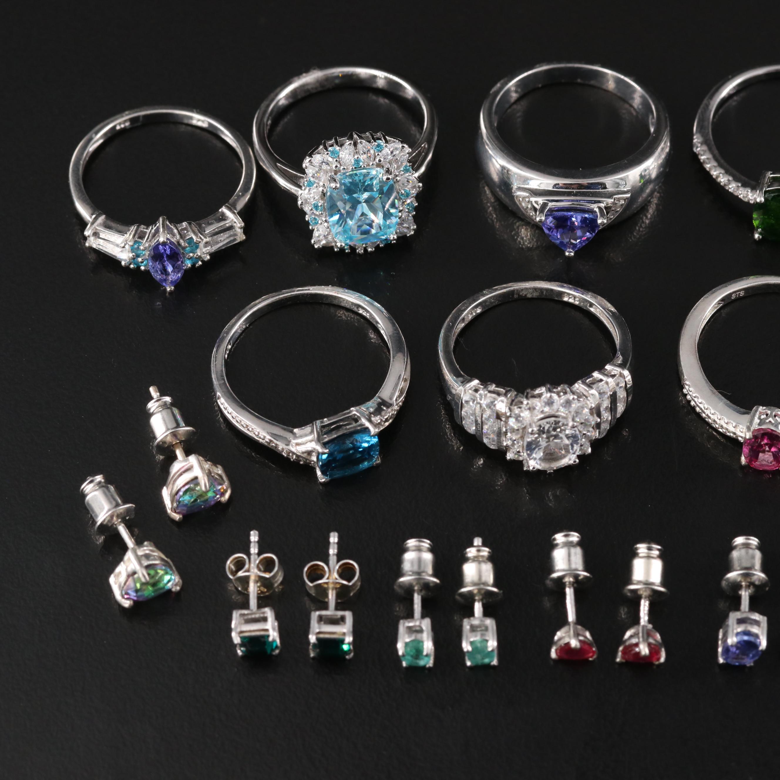 Sterling Gemstone Jewelry Including Mystic Topaz, Tanzanite and Blue Topaz