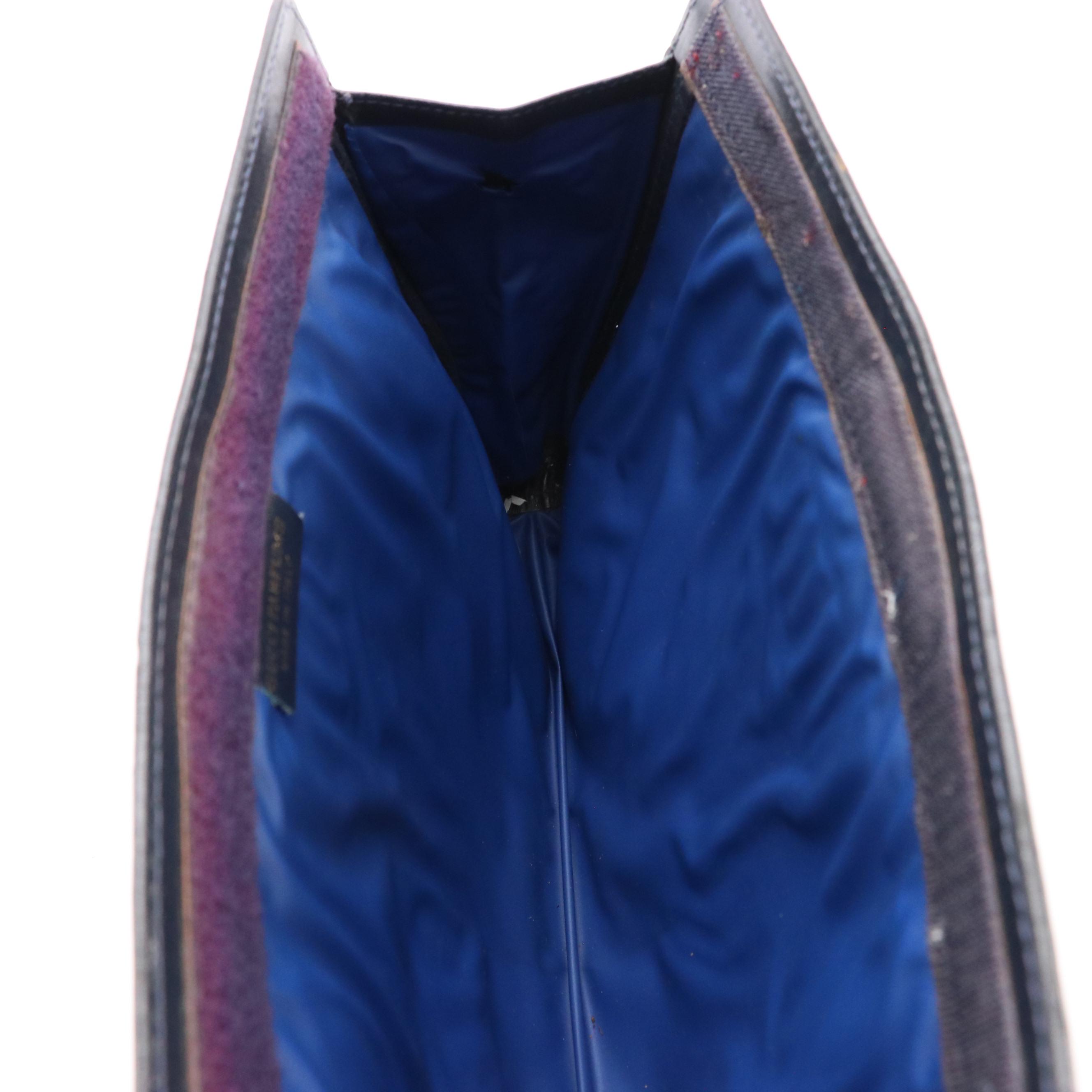 Gucci Parfums Velcro Clutch in Navy GG Supreme Canvas & Leather with Web Stripe