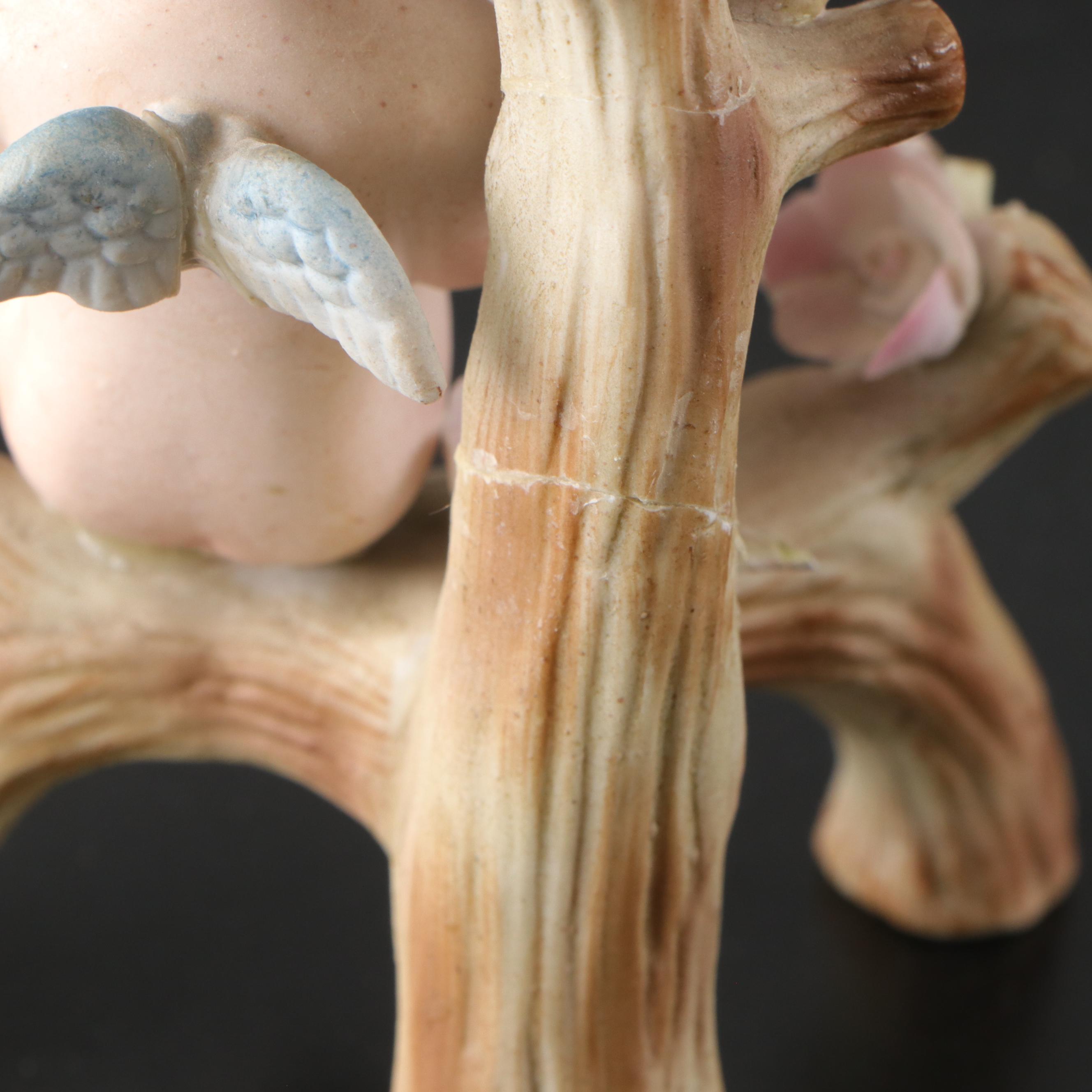 Japanese Porcelain Cherub Figures and Vanity Trays with Limoges Jar and More