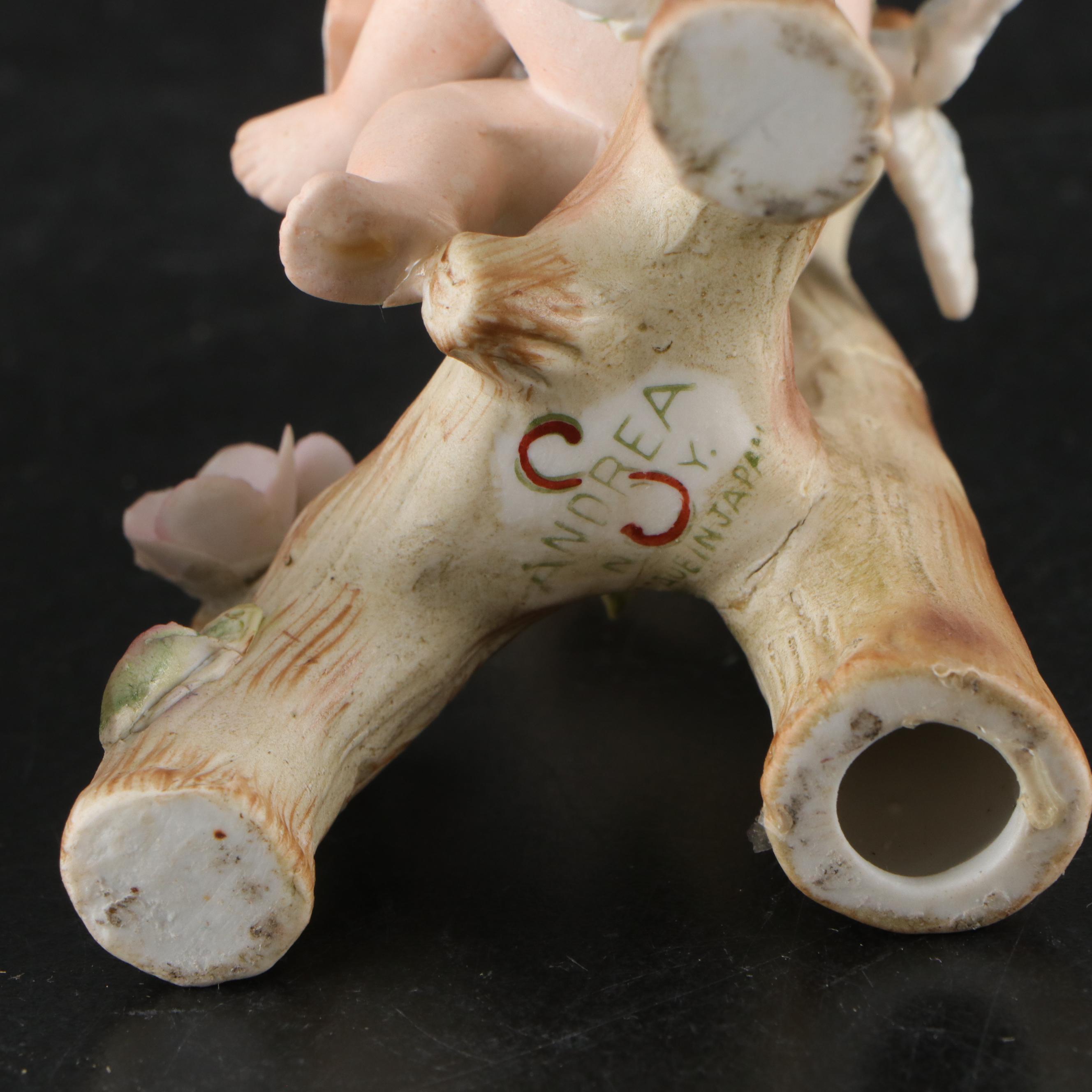 Japanese Porcelain Cherub Figures and Vanity Trays with Limoges Jar and More