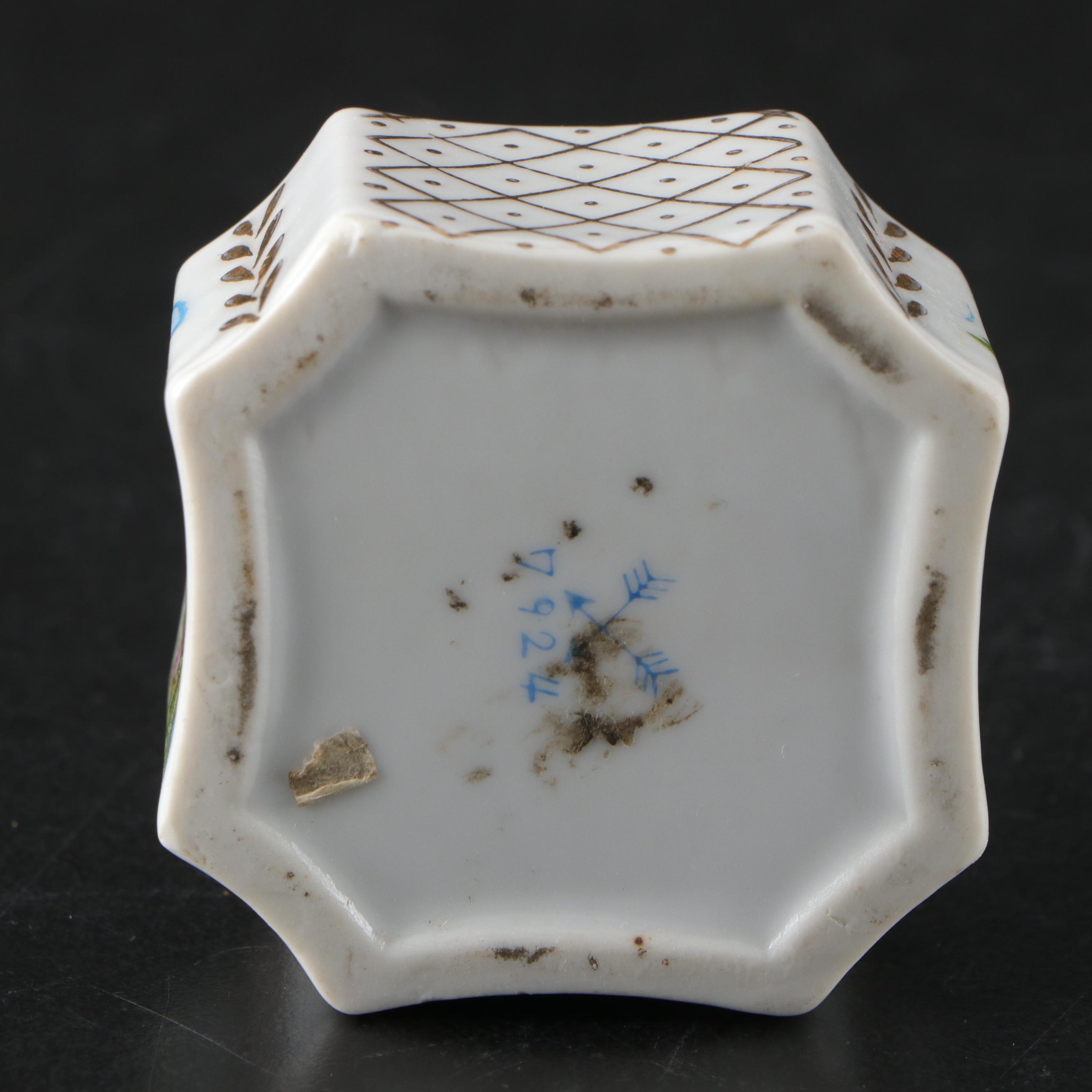 Japanese Porcelain Cherub Figures and Vanity Trays with Limoges Jar and More