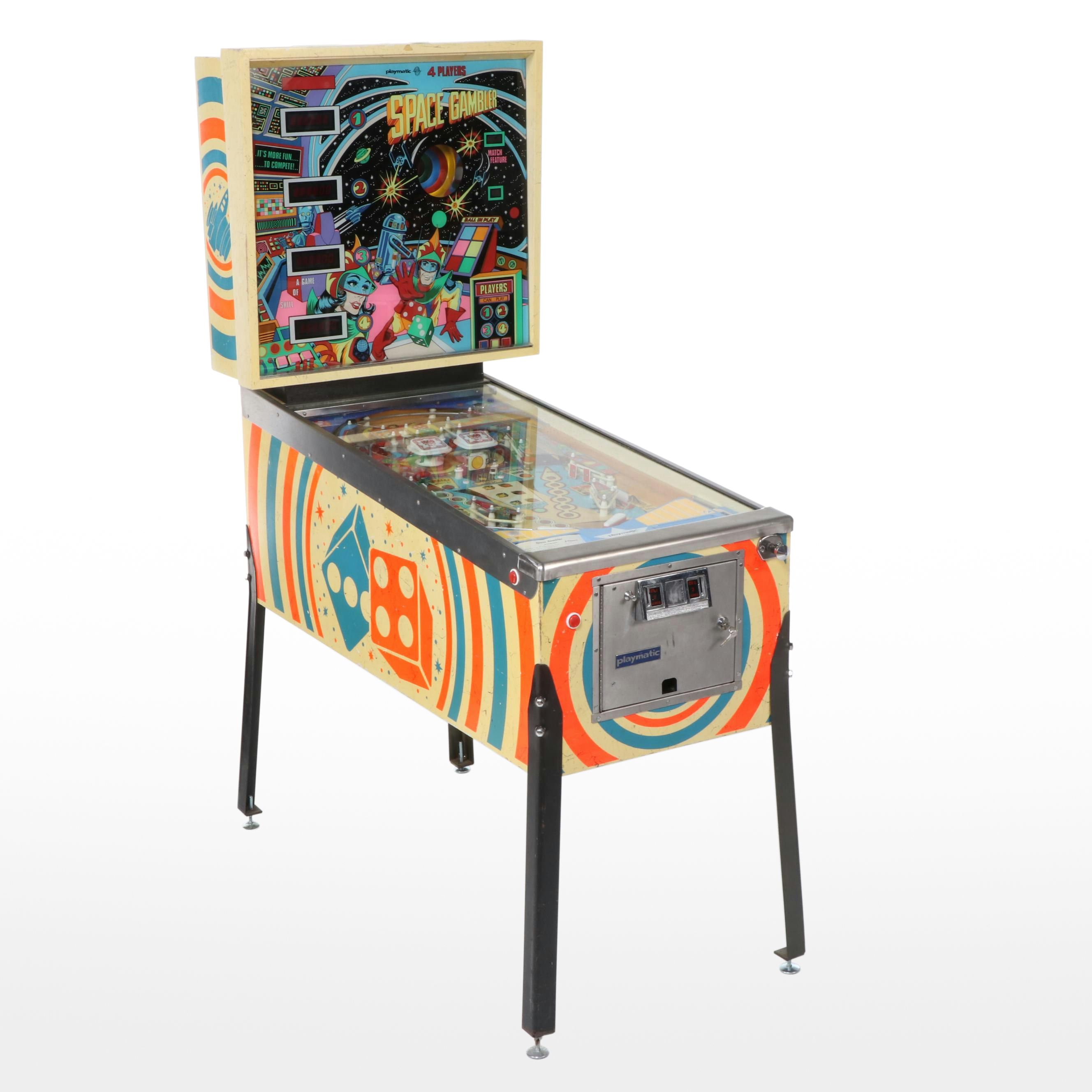 Playmatic Space Gambler Four-Player Pinball Arcade Machine, Late 20th Century