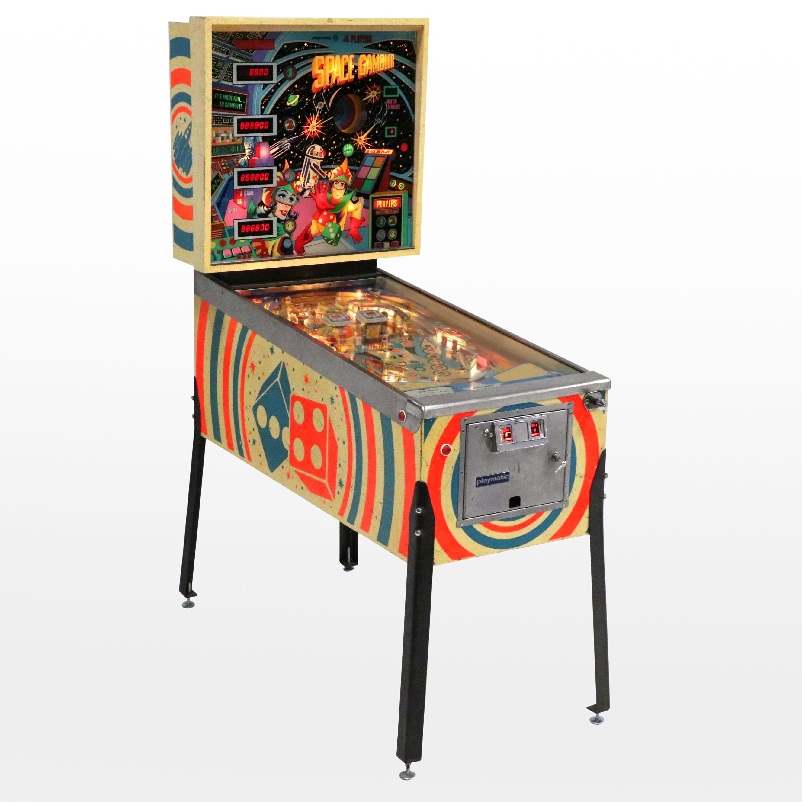 Playmatic Space Gambler Four-Player Pinball Arcade Machine, Late 20th Century