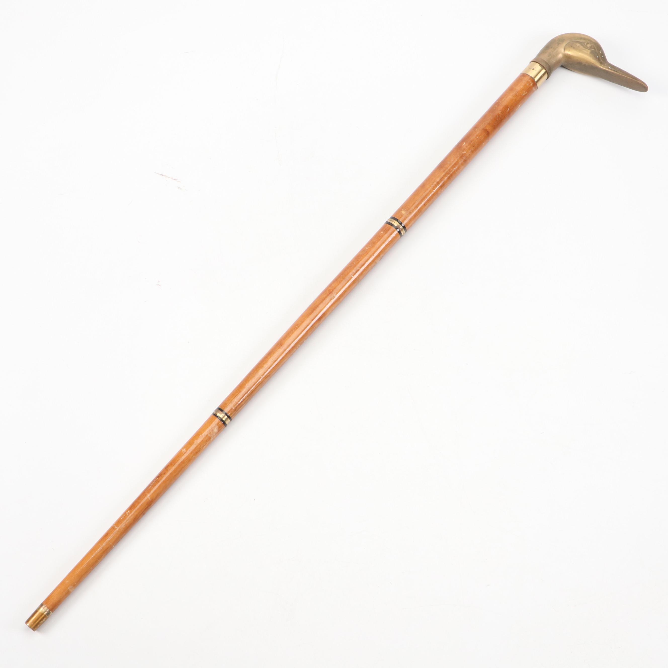 Brass Duck Head Handled Cane