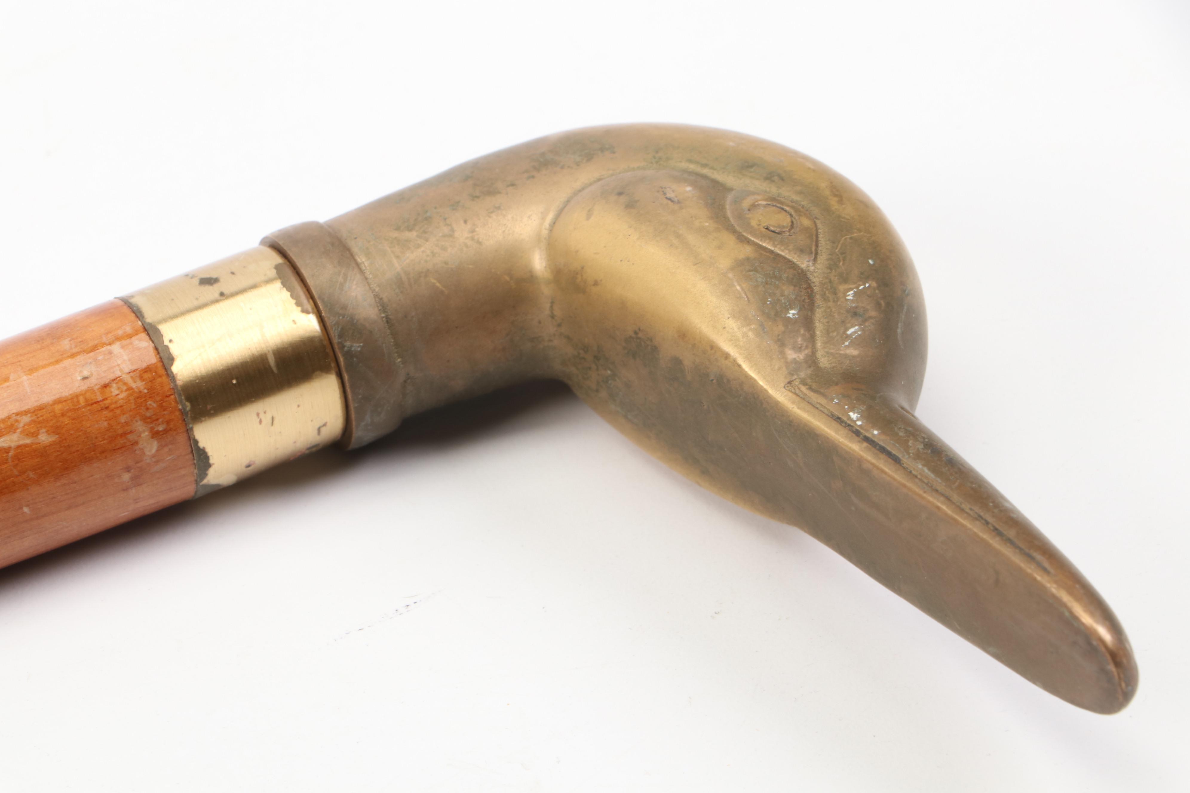 Brass Duck Head Handled Cane