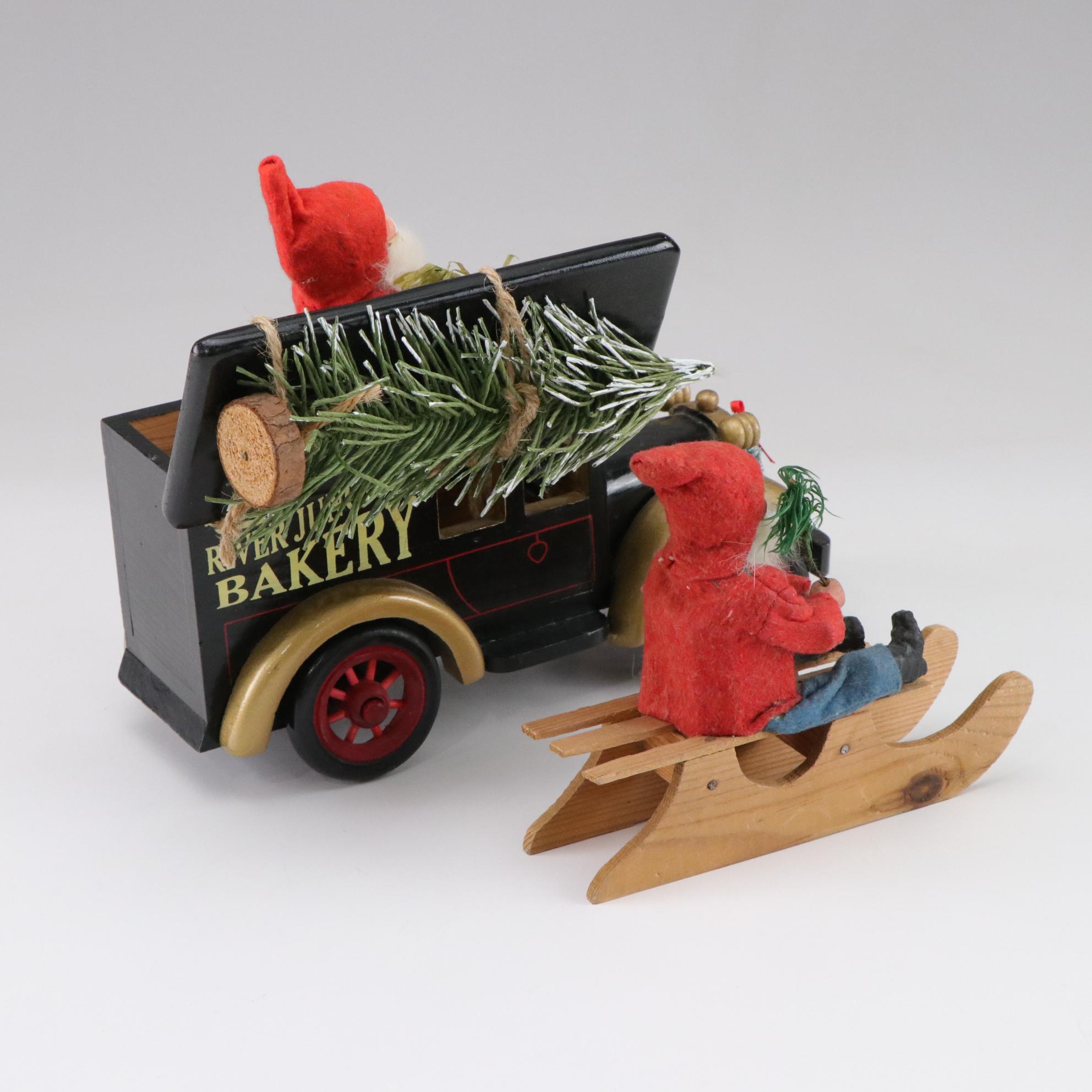 Santa Figurines in Classic Cars, Sleigh and More