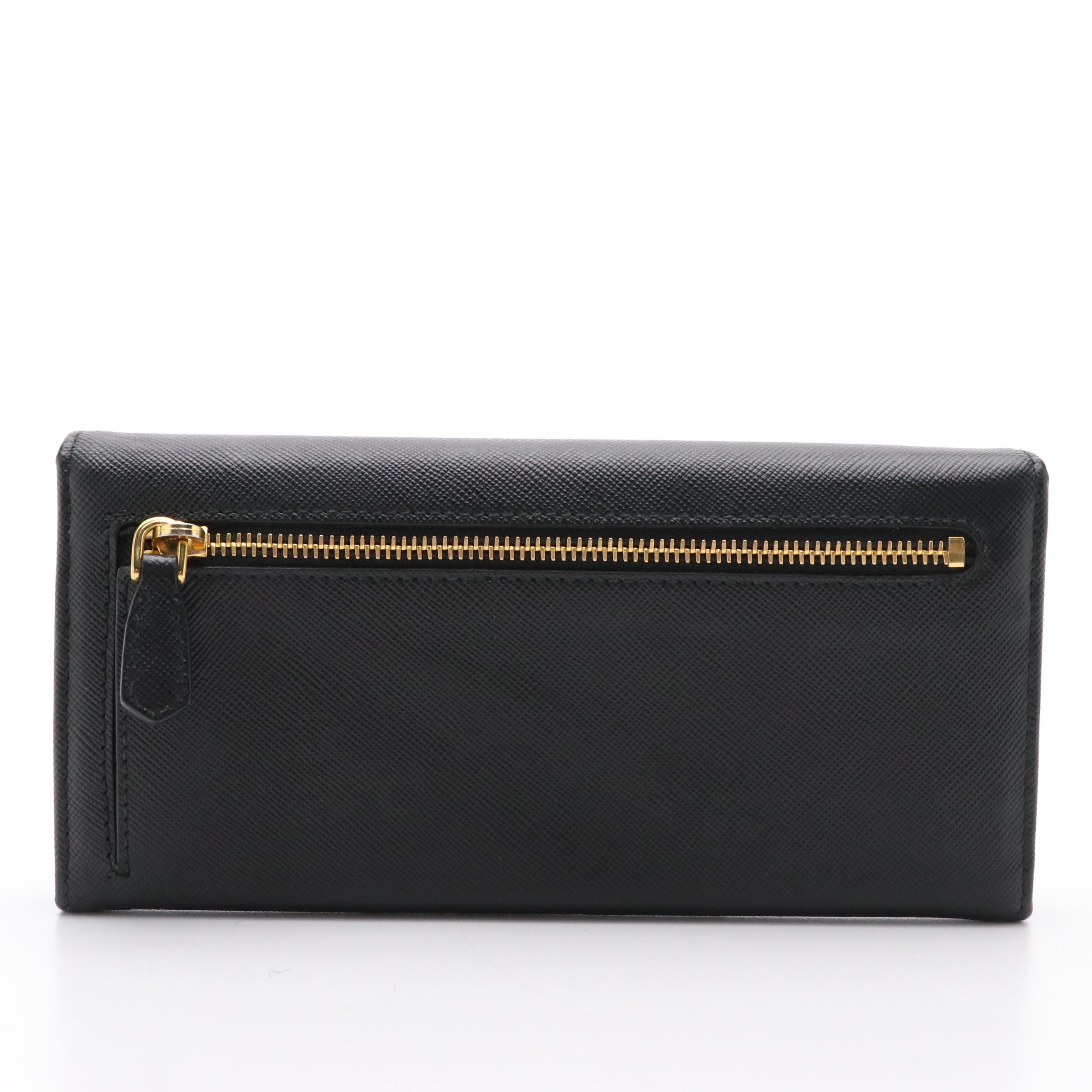 Prada Black Saffiano Leather Continental Wallet